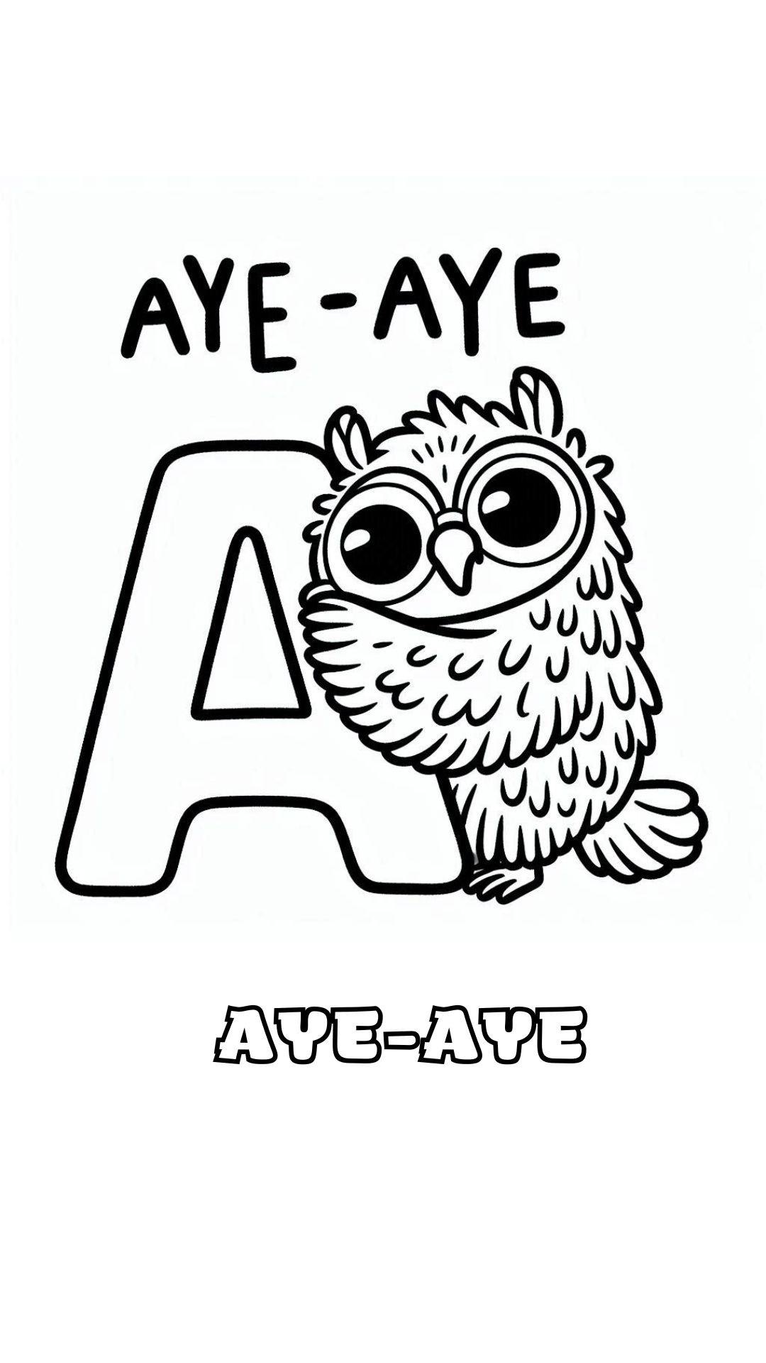 Letter A kleurplaat – Aye Aye