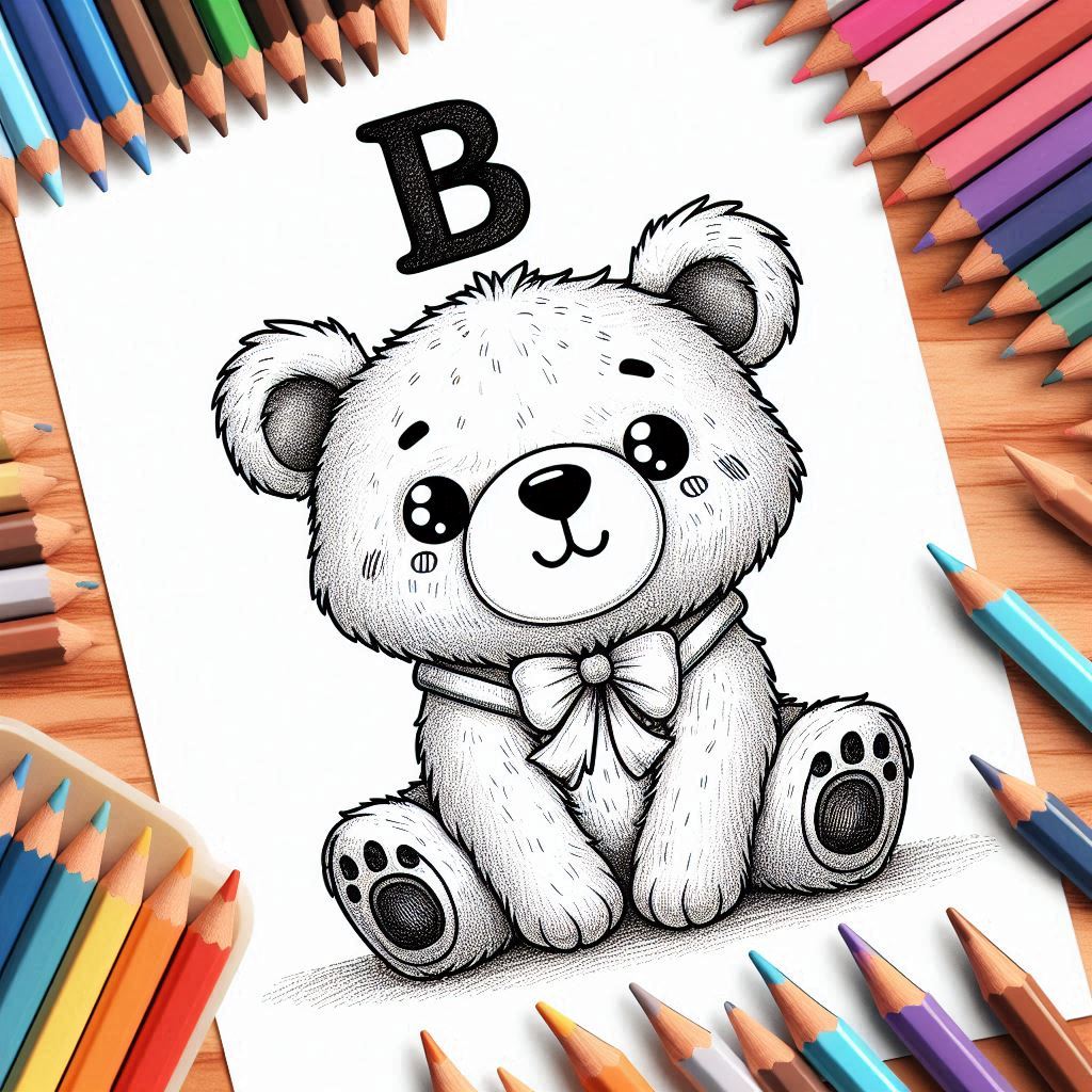 Letter B-dieren kleurplaat thumbnail