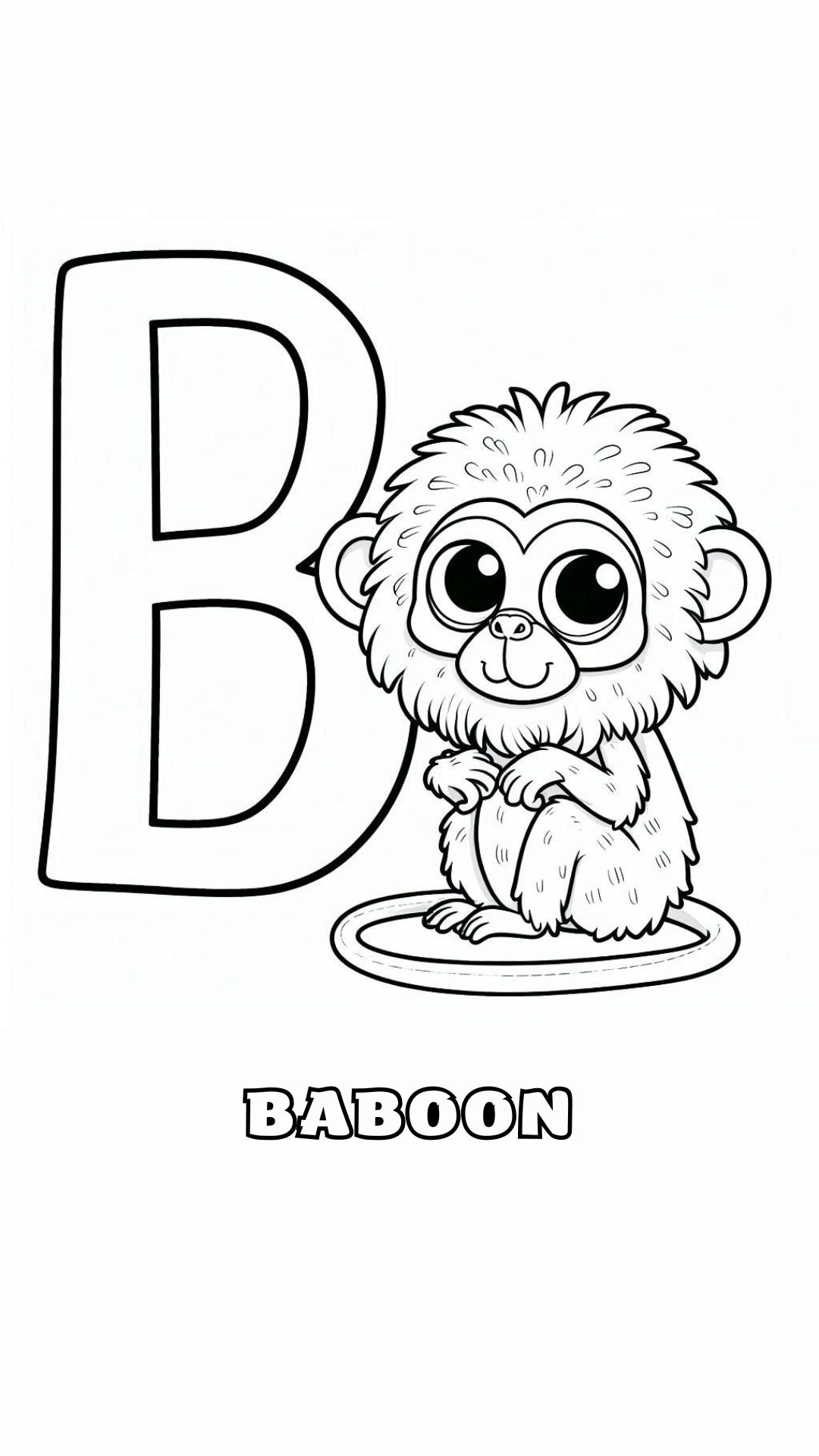 Letter B kleurplaat – Baboon