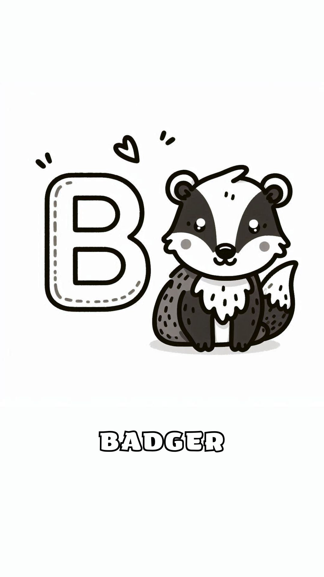 Letter B kleurplaat – Badger