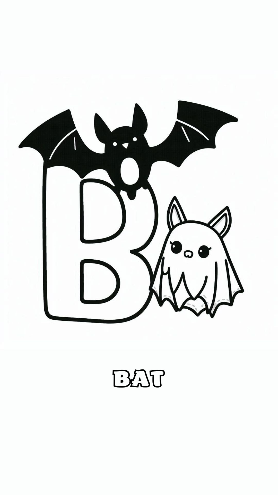 Letter B kleurplaat – Bat