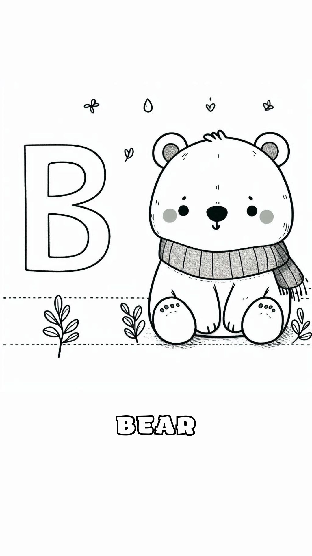 Letter B kleurplaat – Bear