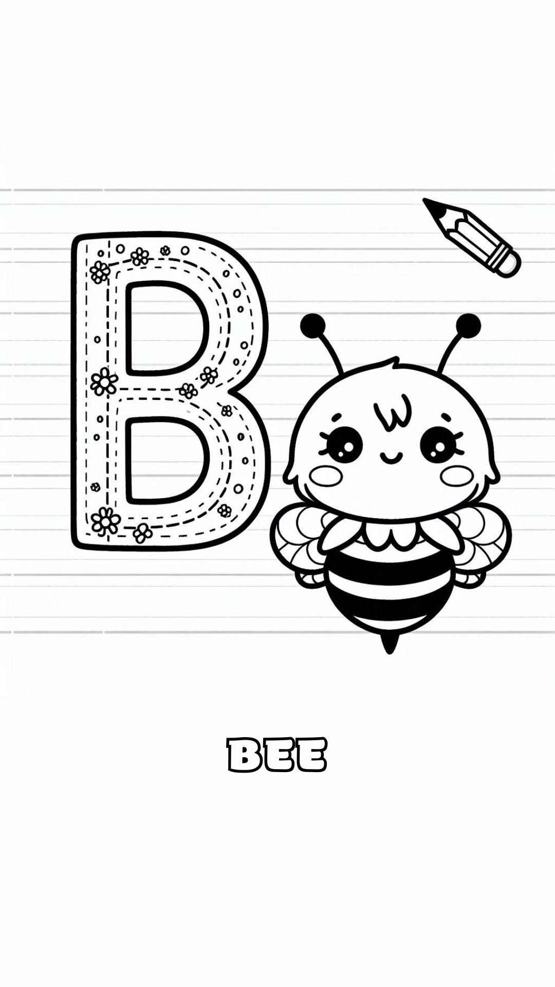 Letter B kleurplaat – Bee