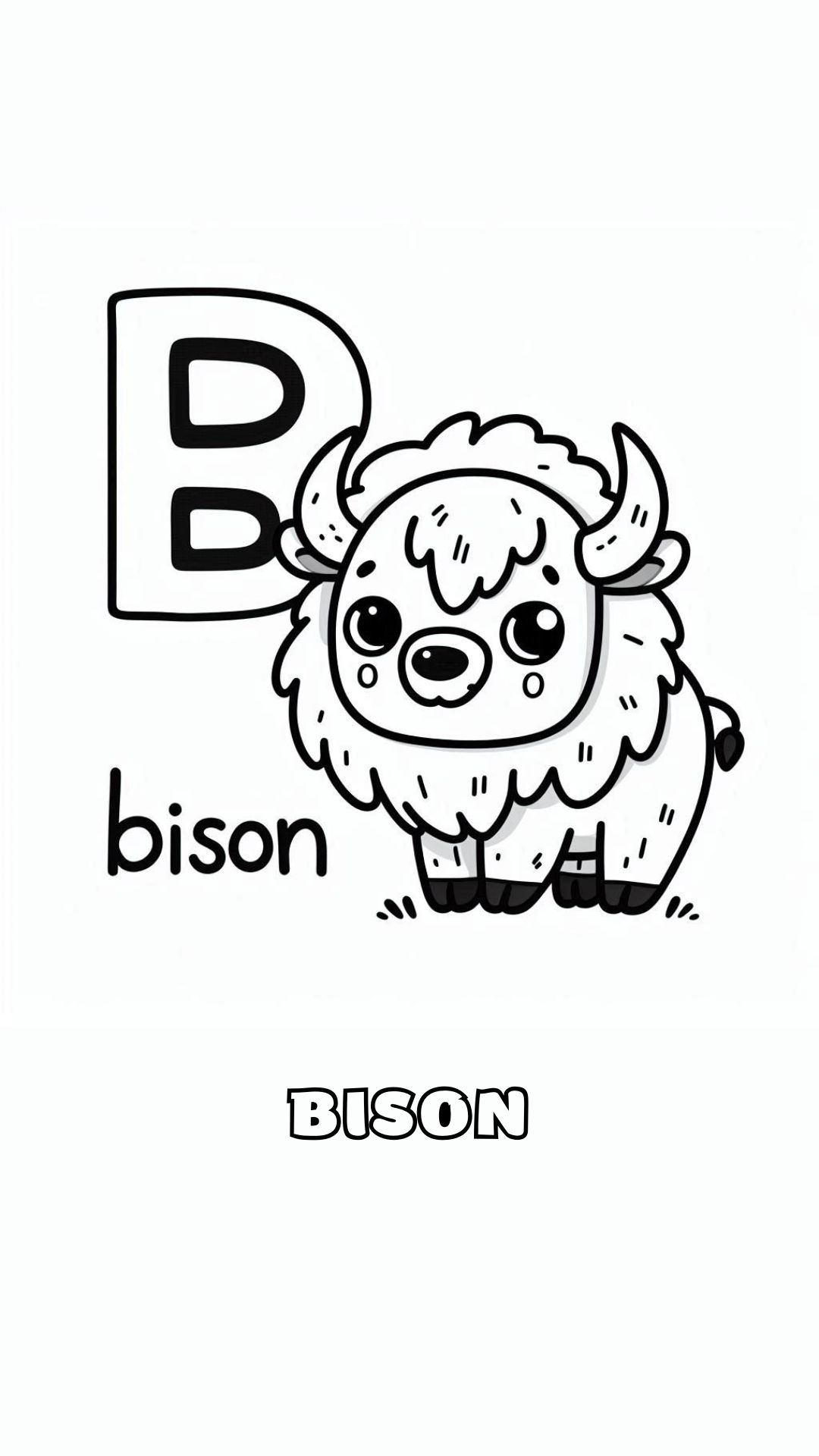 Letter B kleurplaat – Bison