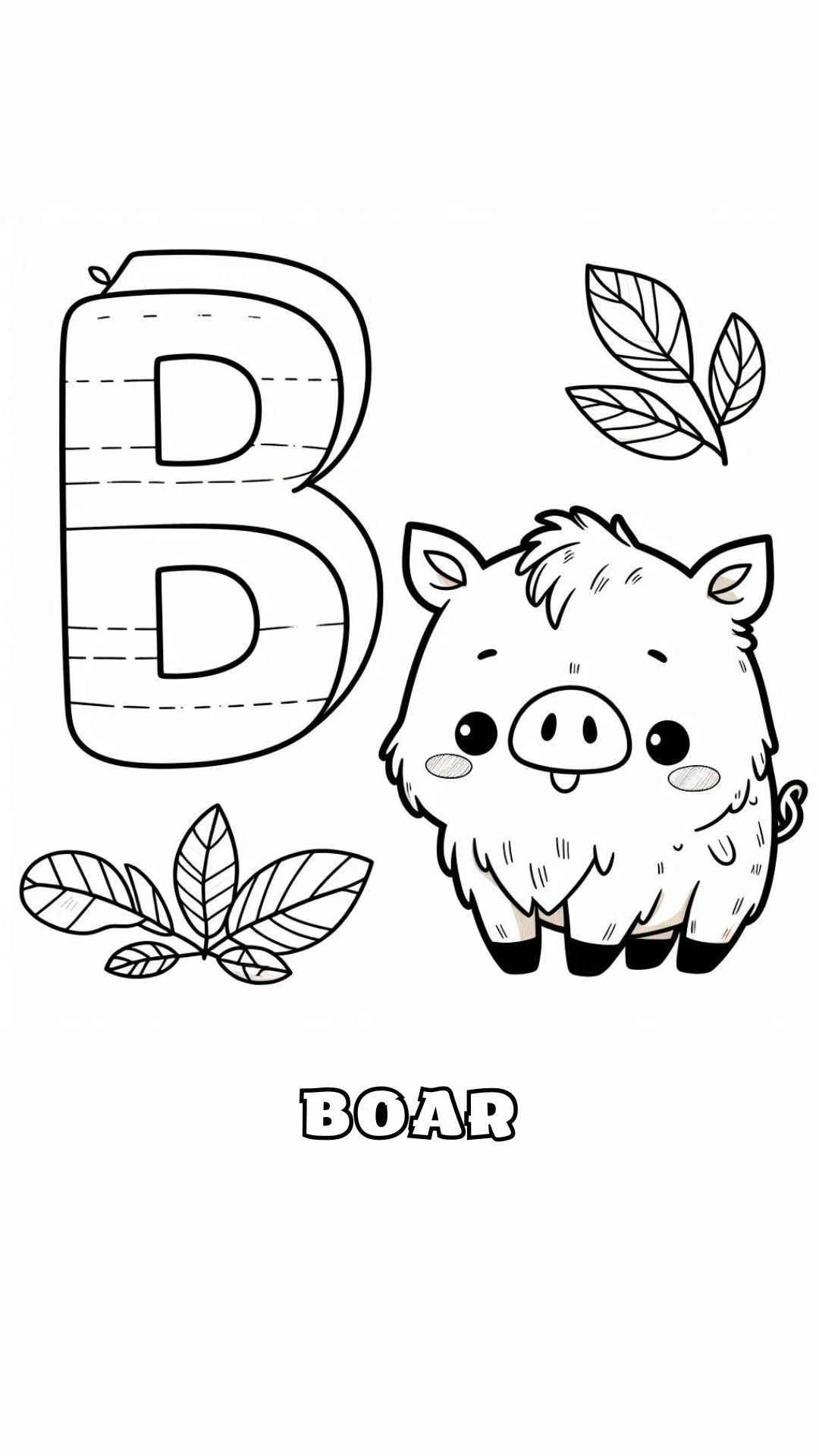 Letter B kleurplaat – Boar