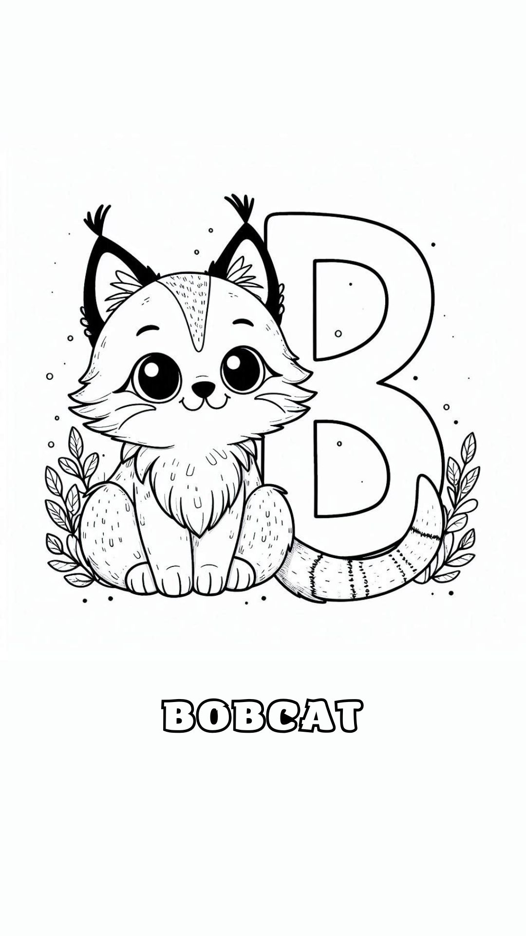 Letter B kleurplaat – Bobcat