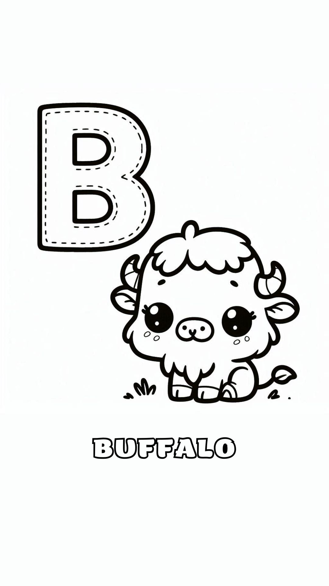 Letter B kleurplaat – Buffalo