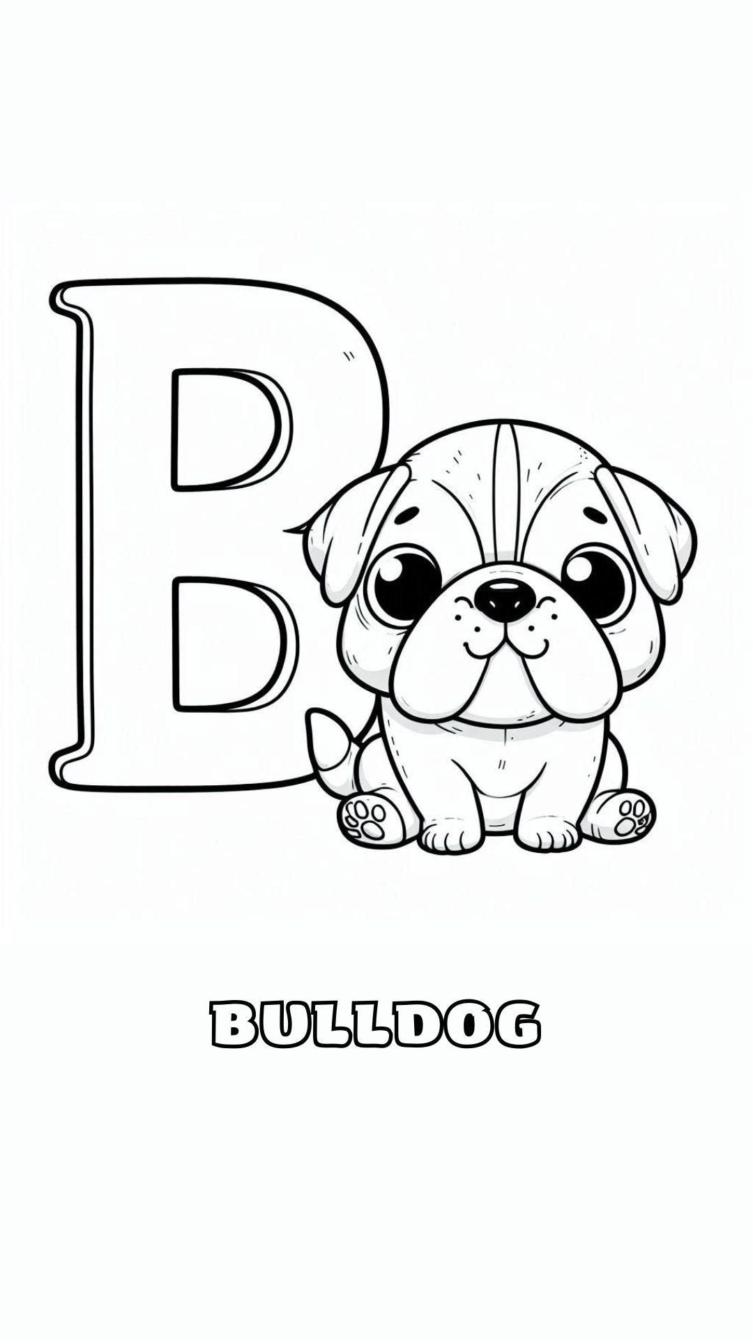 Letter B kleurplaat – Bulldog