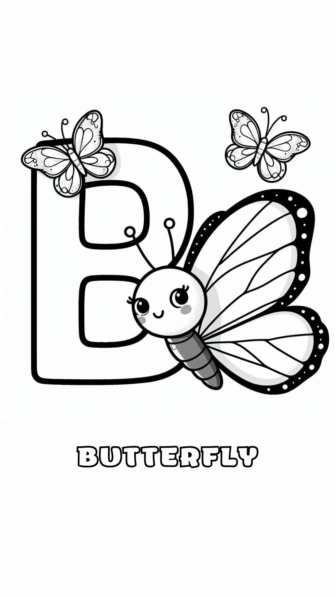 Letter B kleurplaat – Butterfly