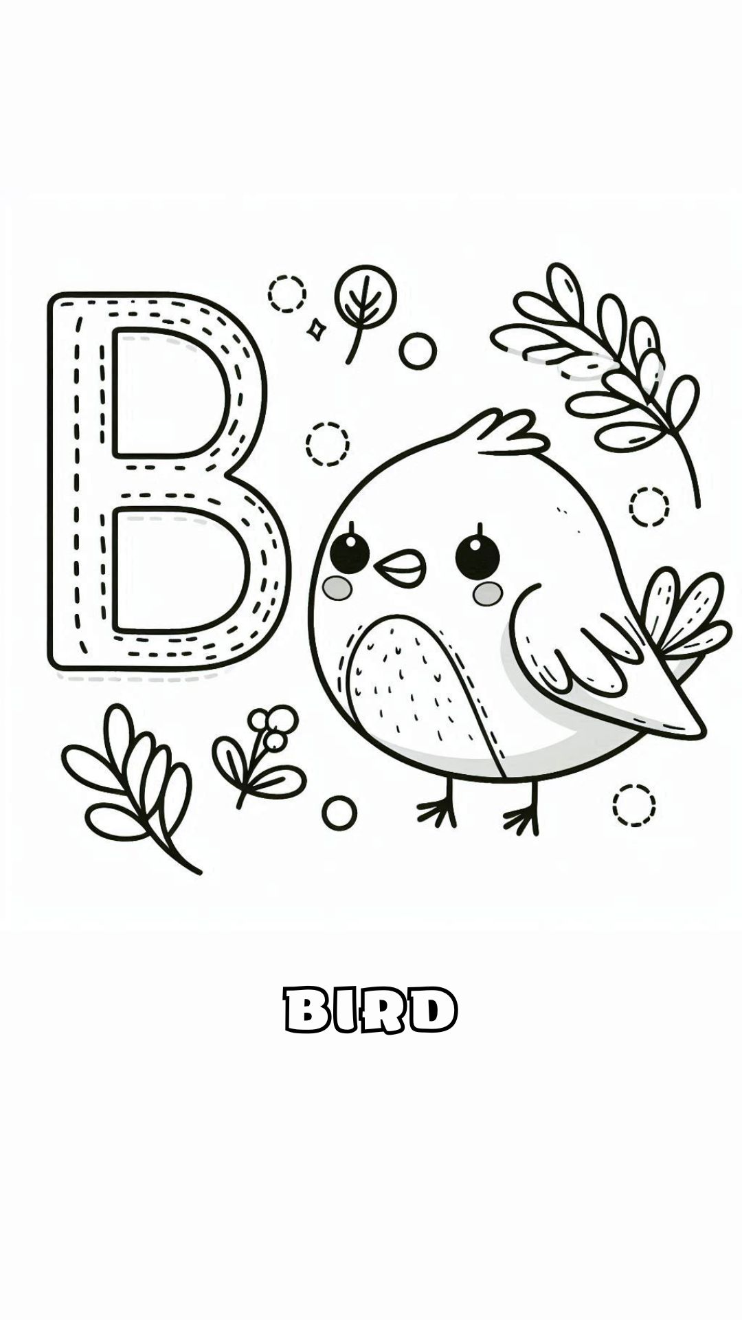 Letter B kleurplaat – bird