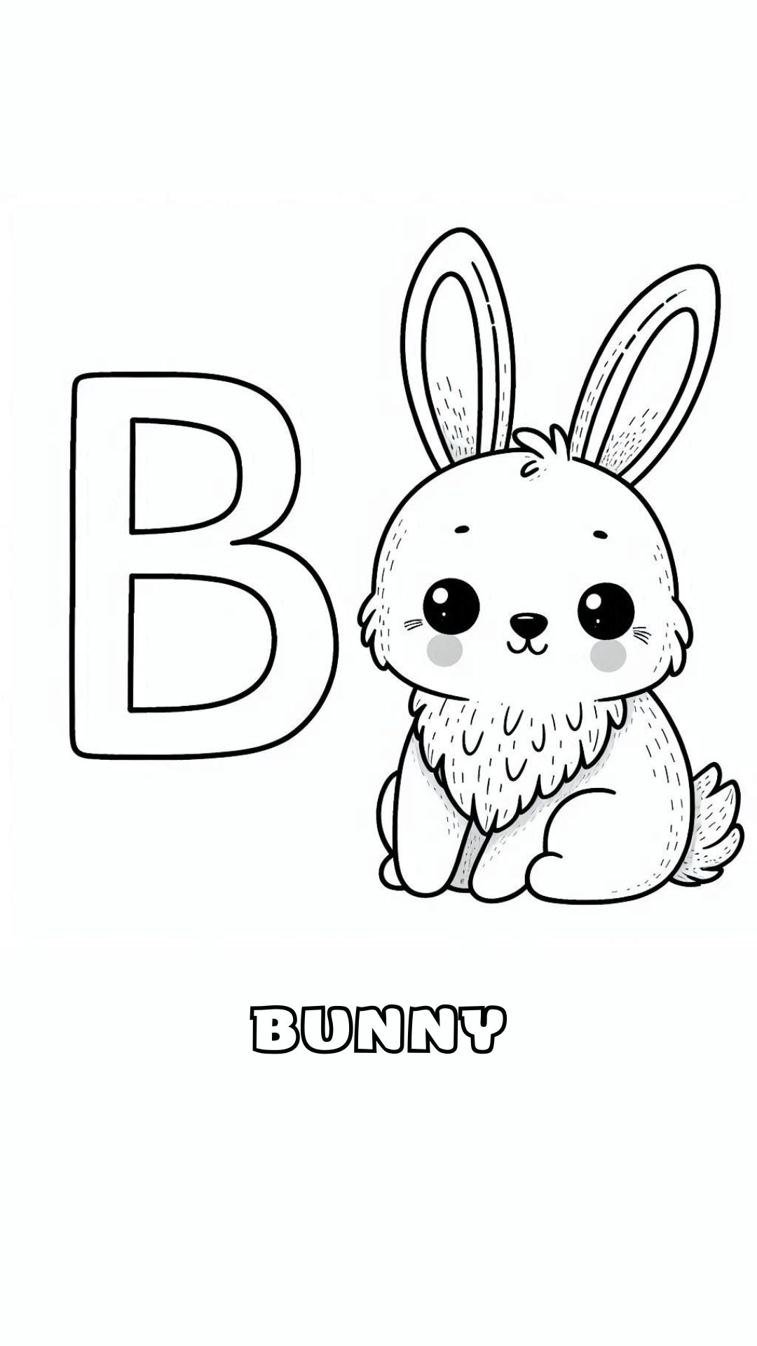 Letter B kleurplaat – bunny