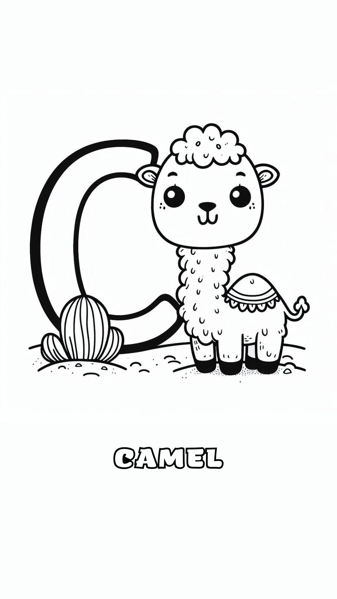 Letter C kleurplaat – Camel