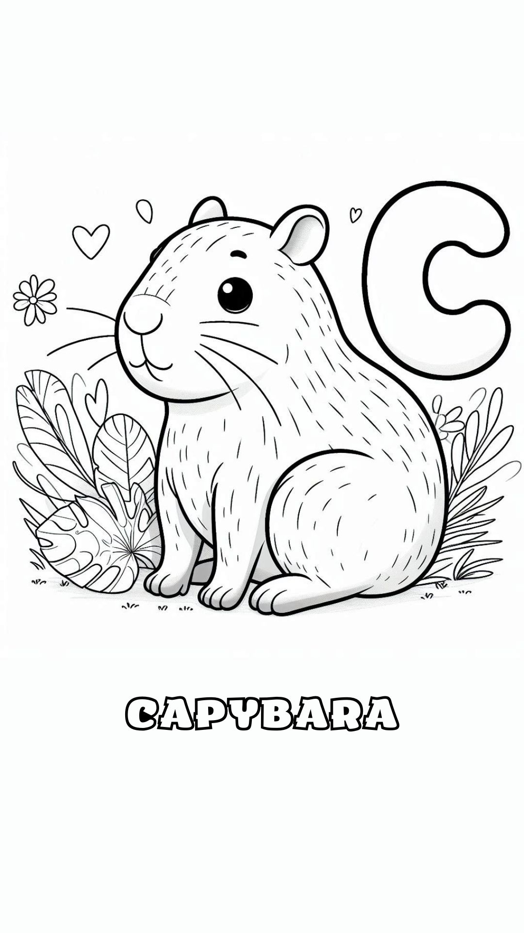 Letter C kleurplaat – Capybara