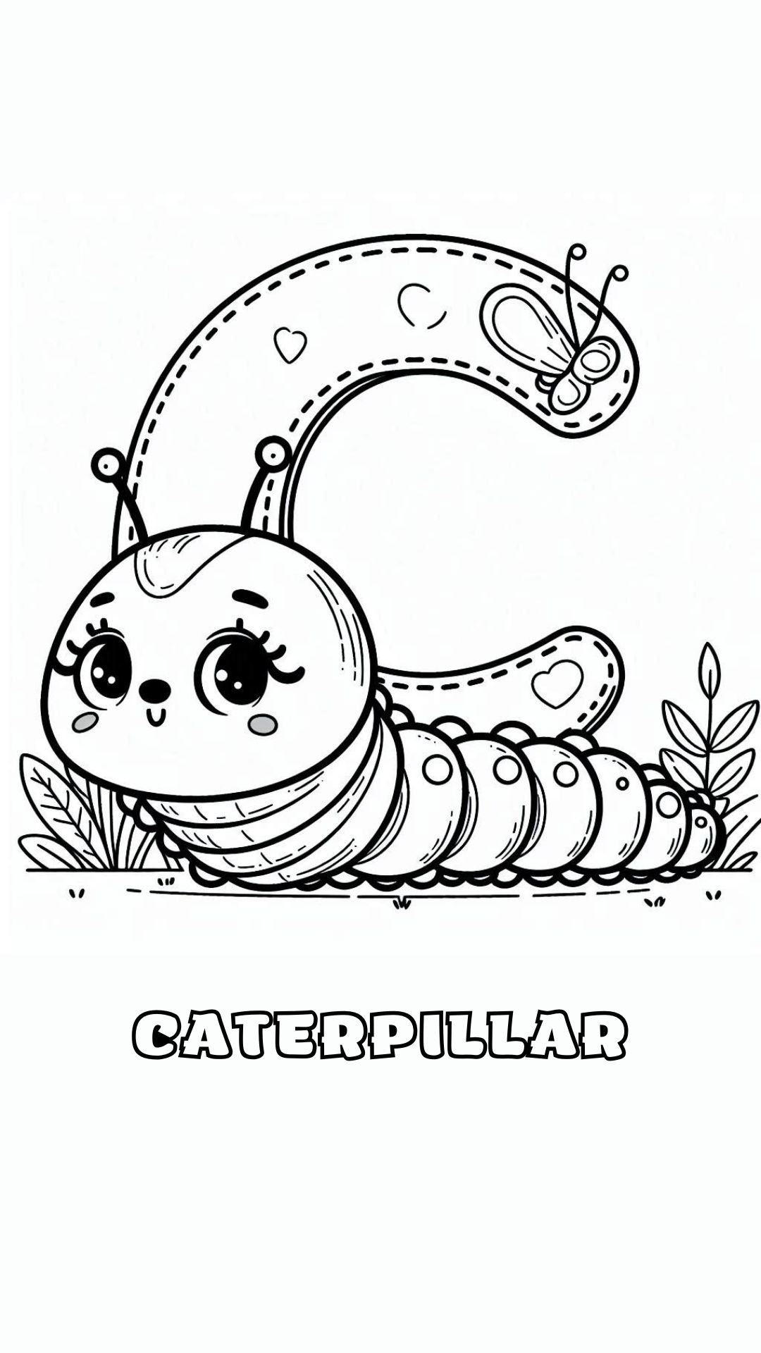 Letter C kleurplaat – Caterpillar