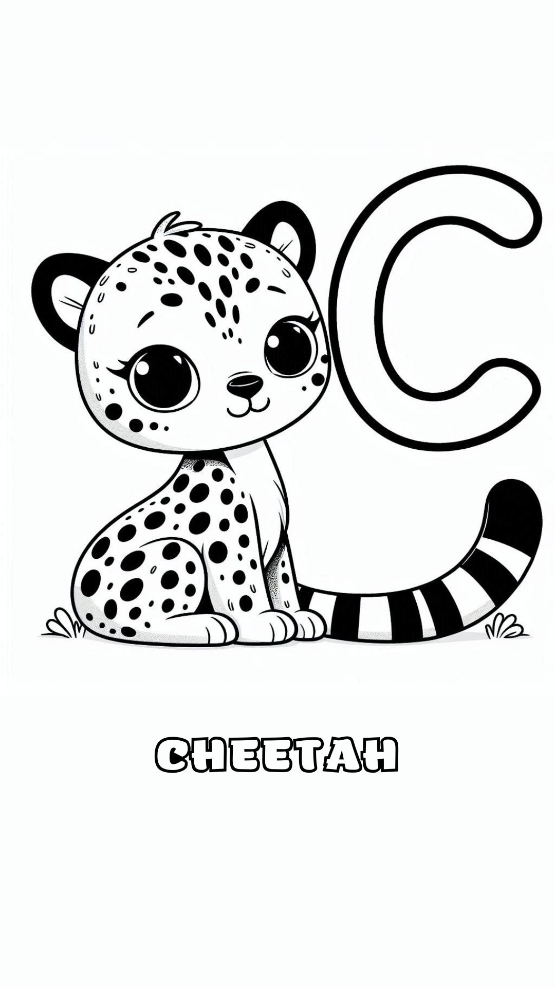 Letter C kleurplaat – Cheetah