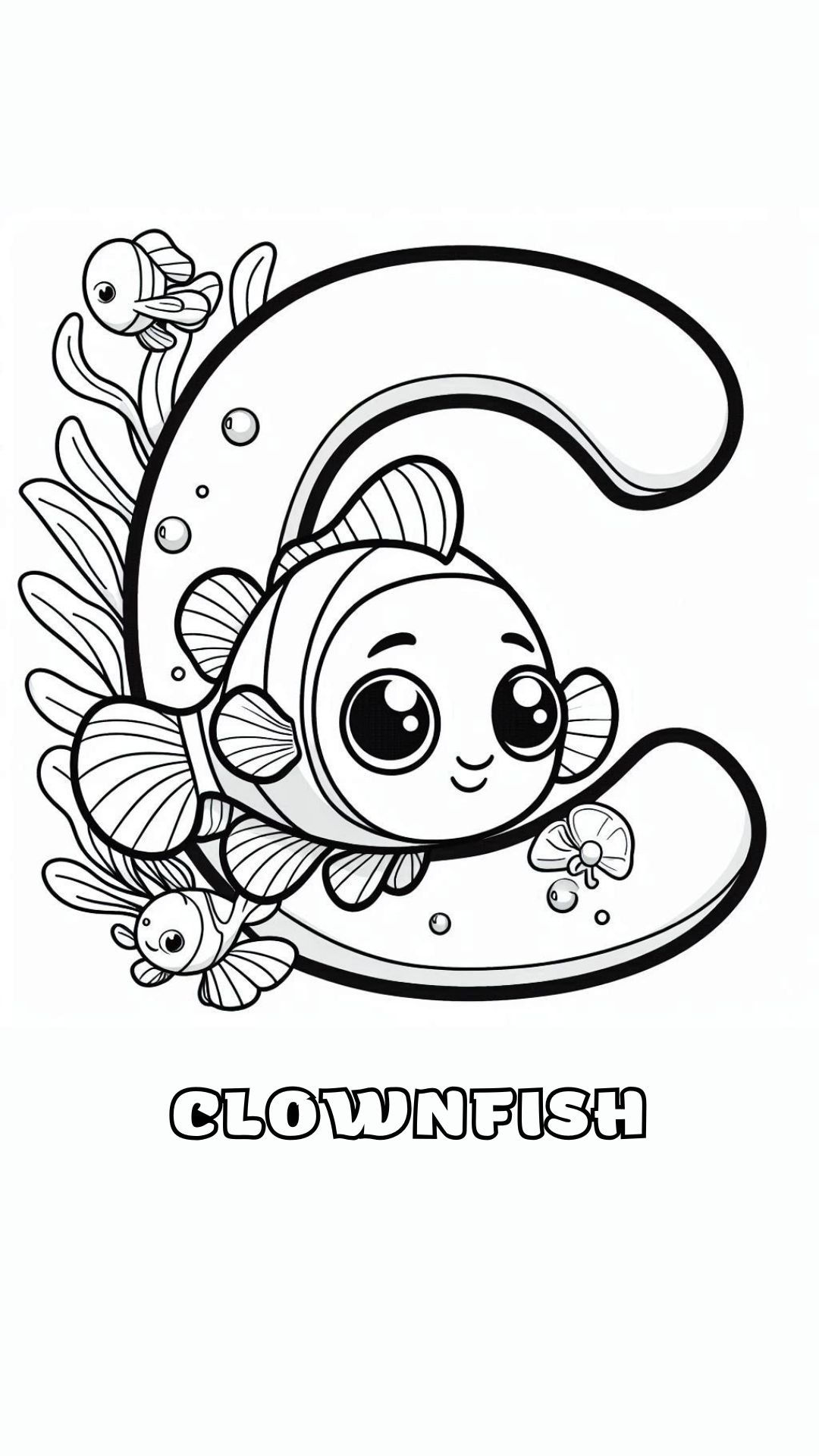 Letter C kleurplaat – Clownfish