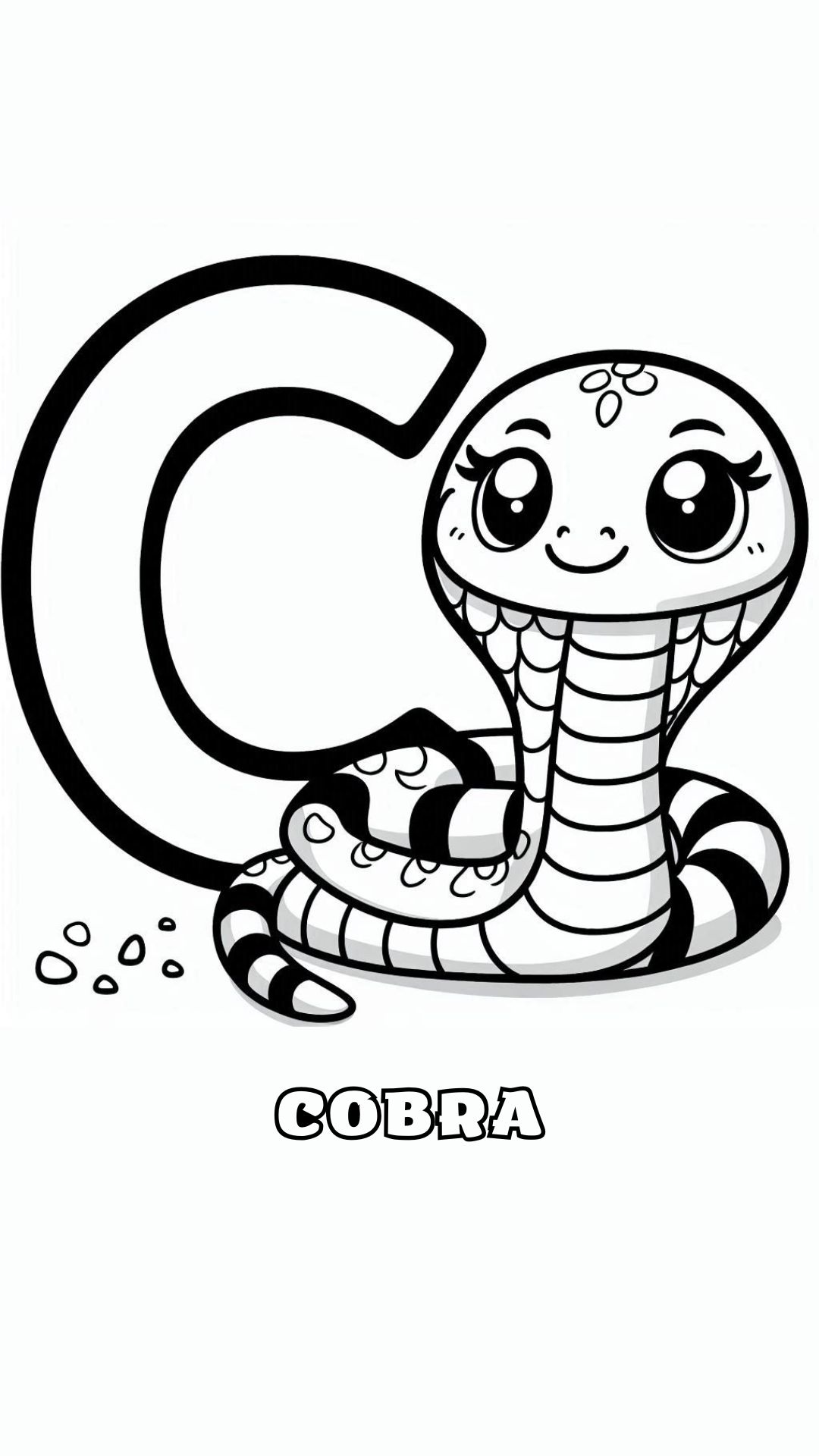 Letter C kleurplaat – Cobra