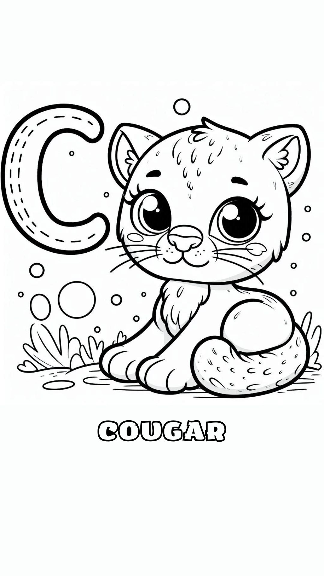 Letter C kleurplaat – Cougar