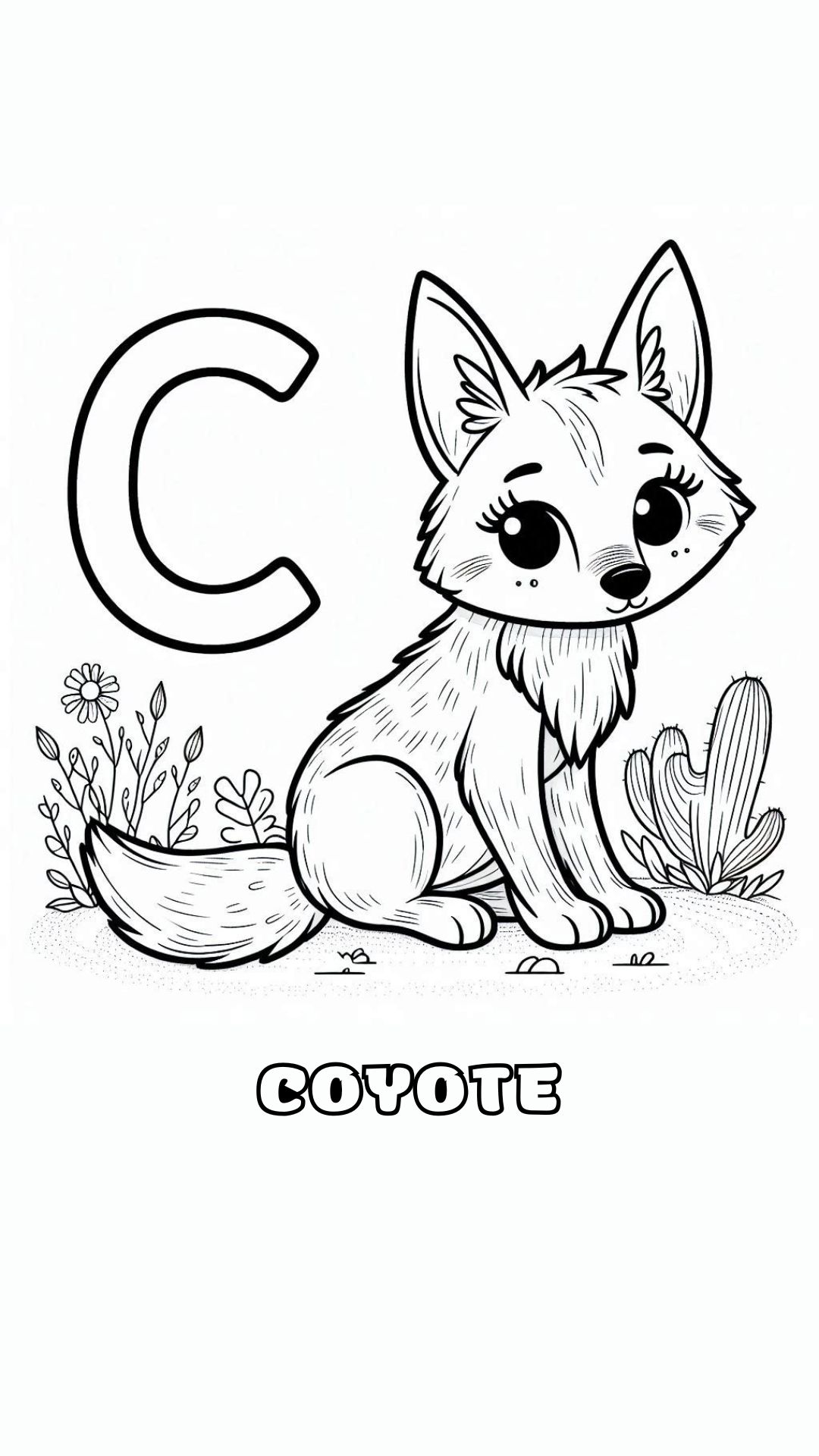 Letter C kleurplaat – Coyote