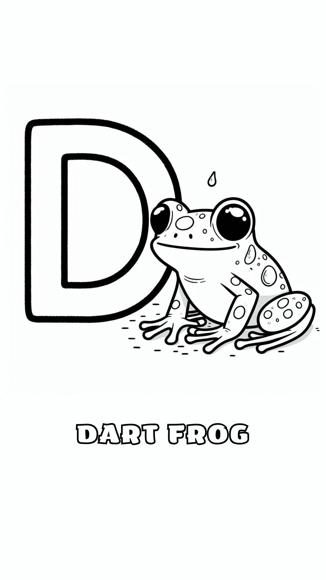 Letter D kleurplaat – Dart frog