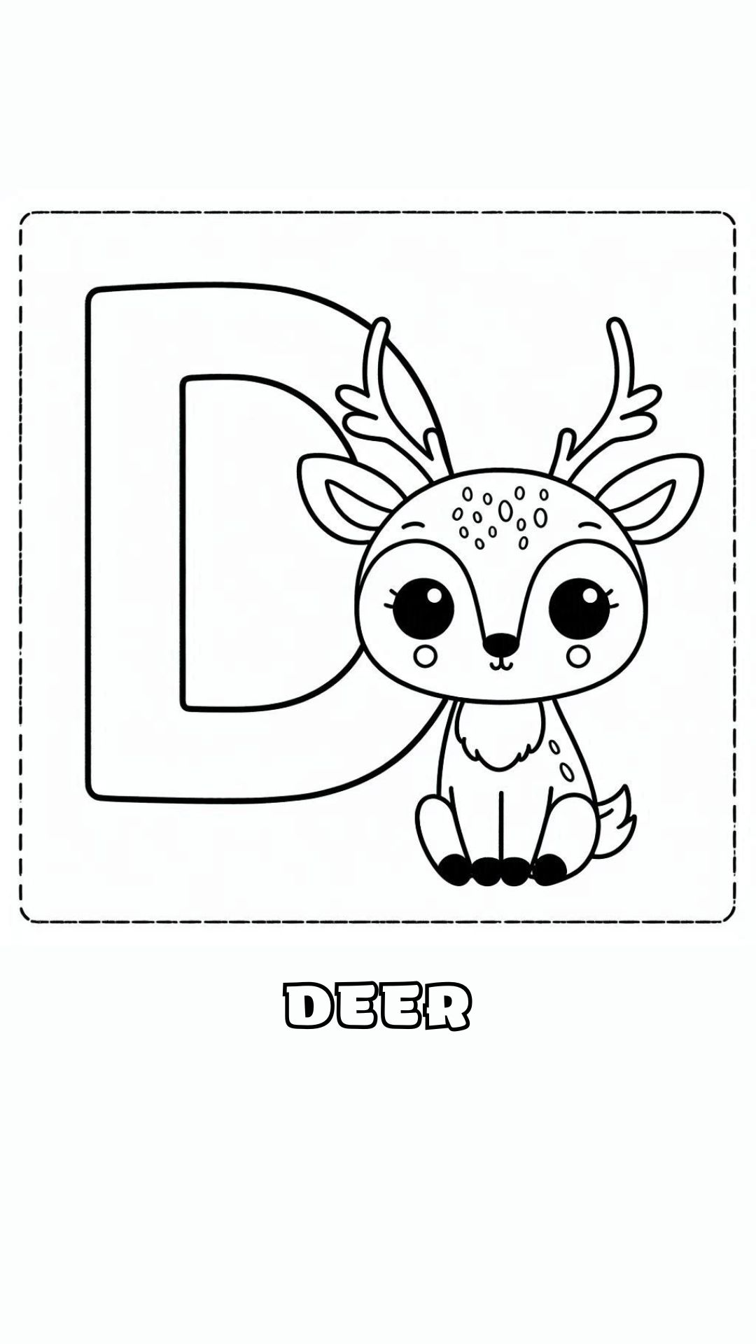 Letter D kleurplaat – Deer