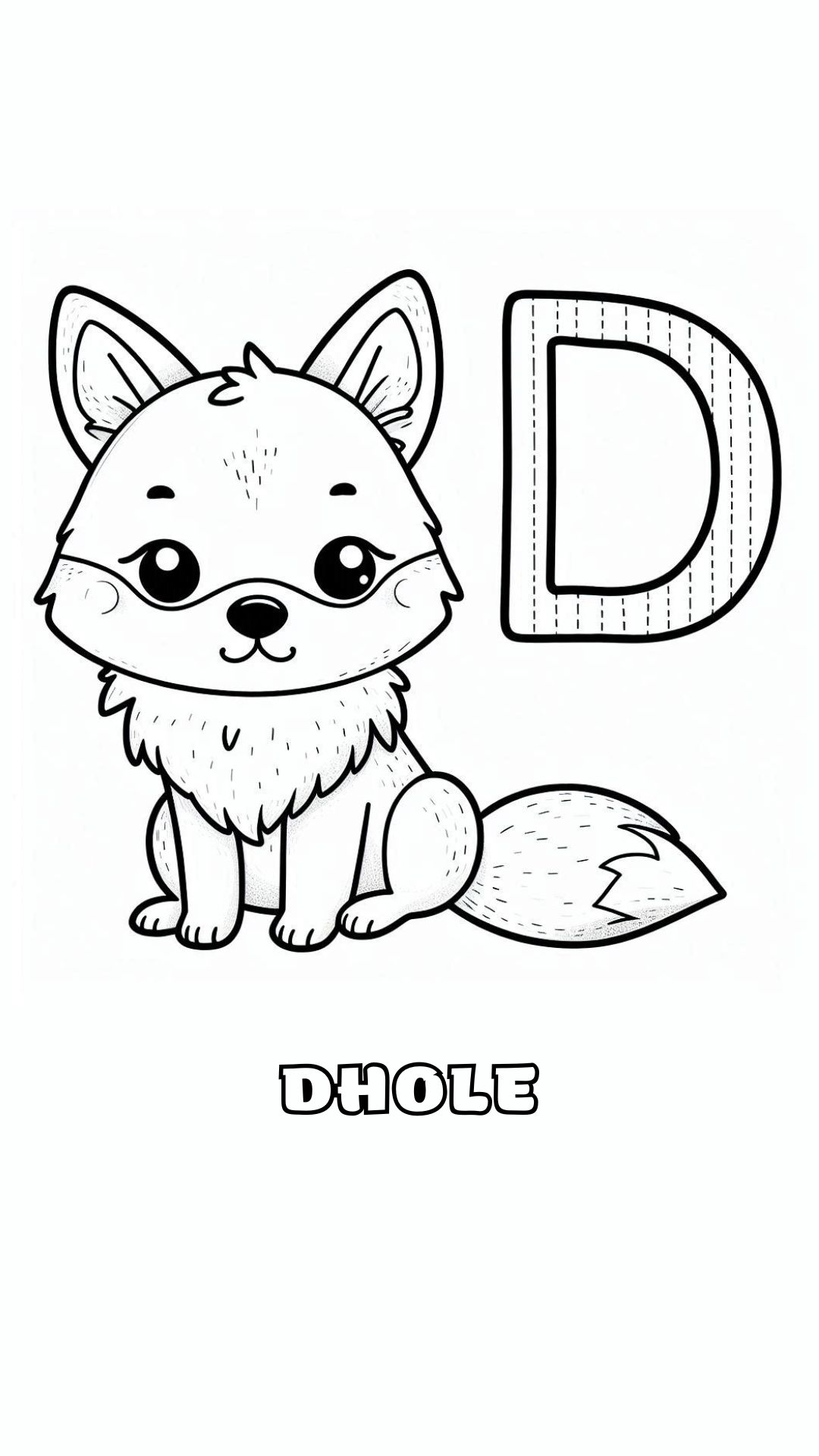 Letter D kleurplaat – Dhole