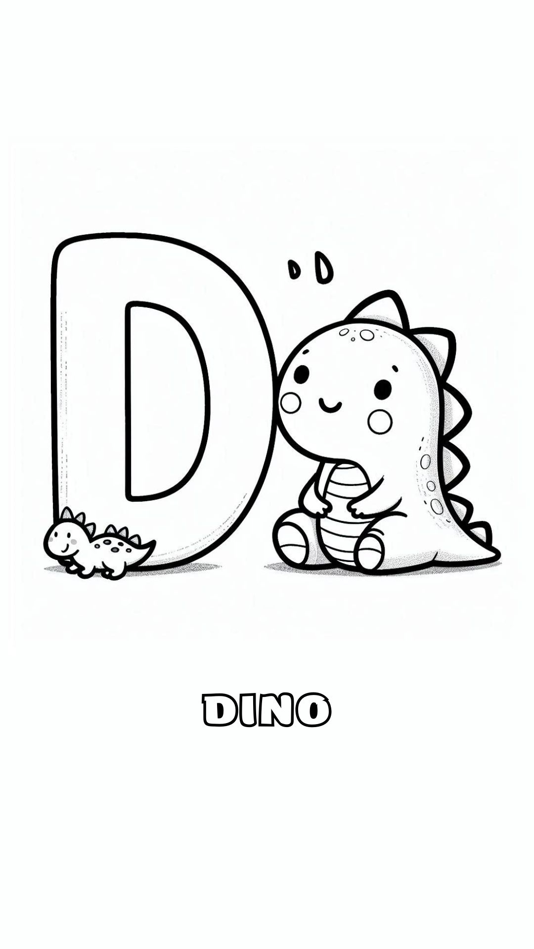 Letter D kleurplaat – Dino