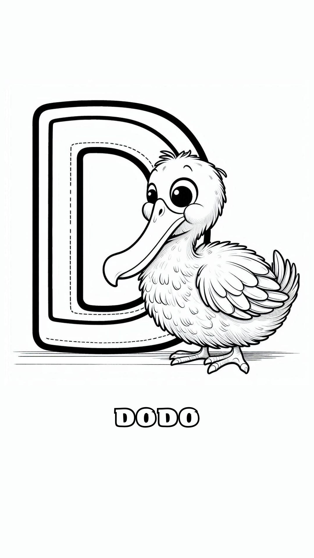 Letter D kleurplaat – Dodo