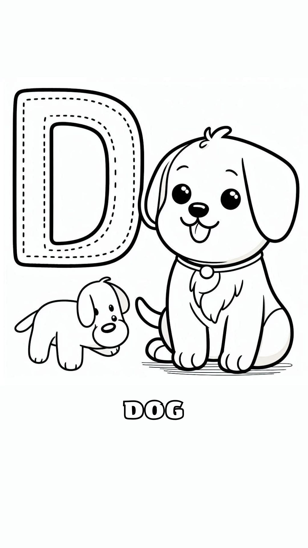 Letter D kleurplaat – Dog