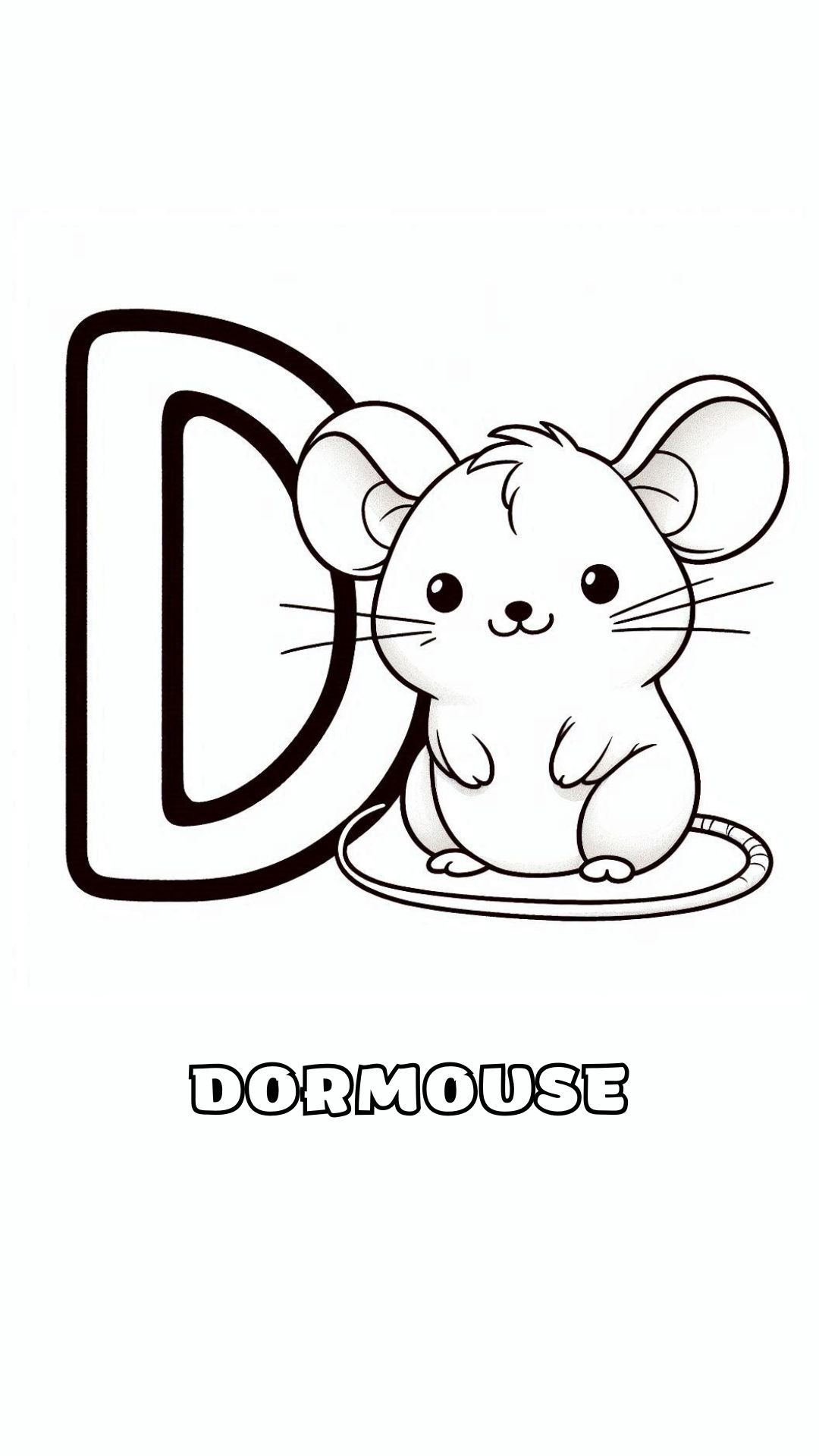 Letter D kleurplaat – Dormouse