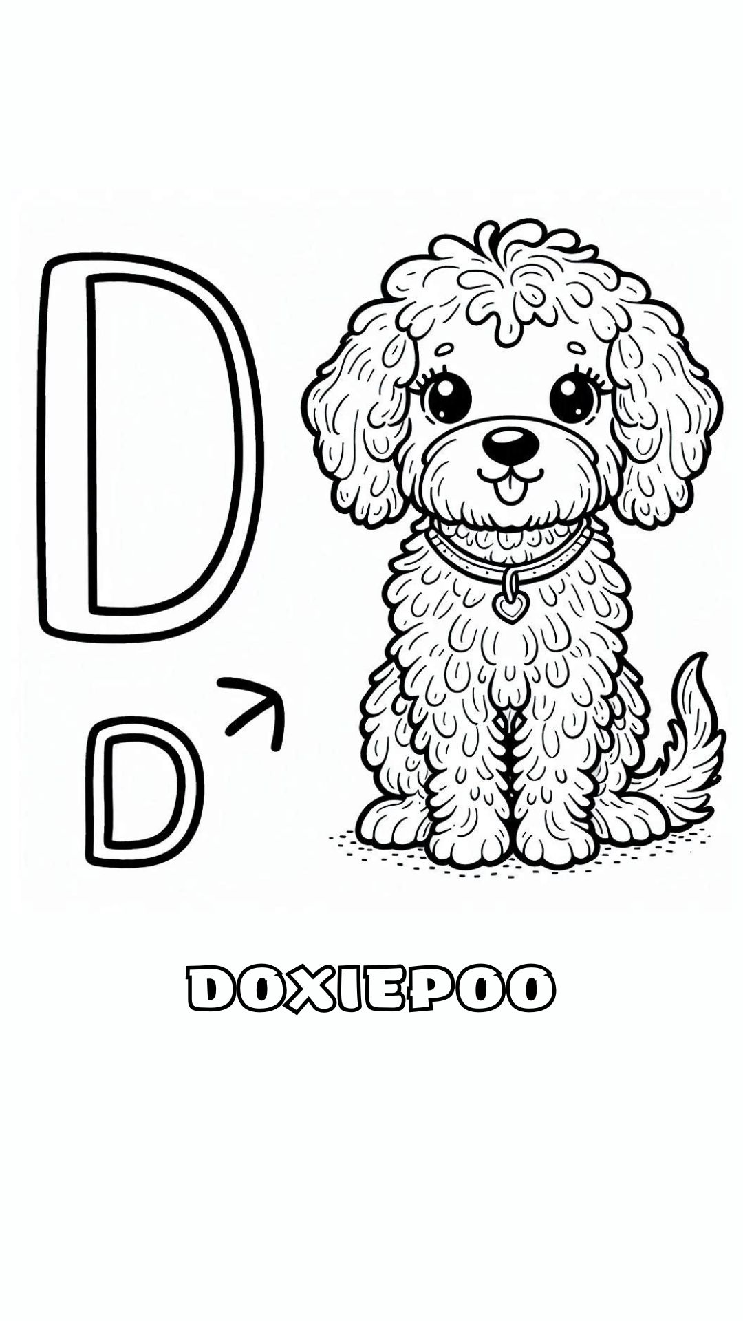 Letter D kleurplaat – Doxiepoo