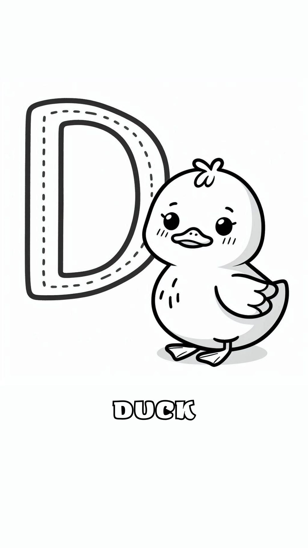 Letter D kleurplaat – Duck