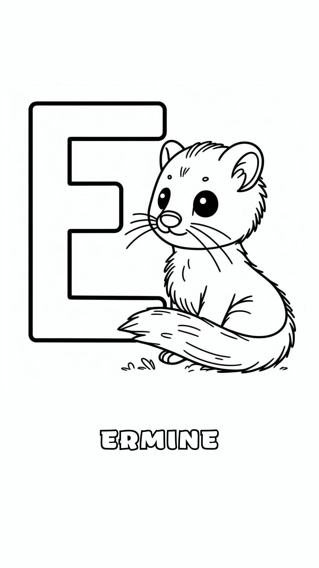 Letter E kleurplaat – Ermine