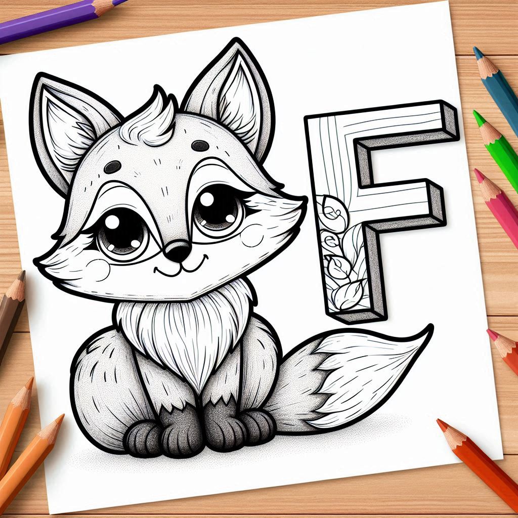 Letter F-dieren kleurplaat thumbnail