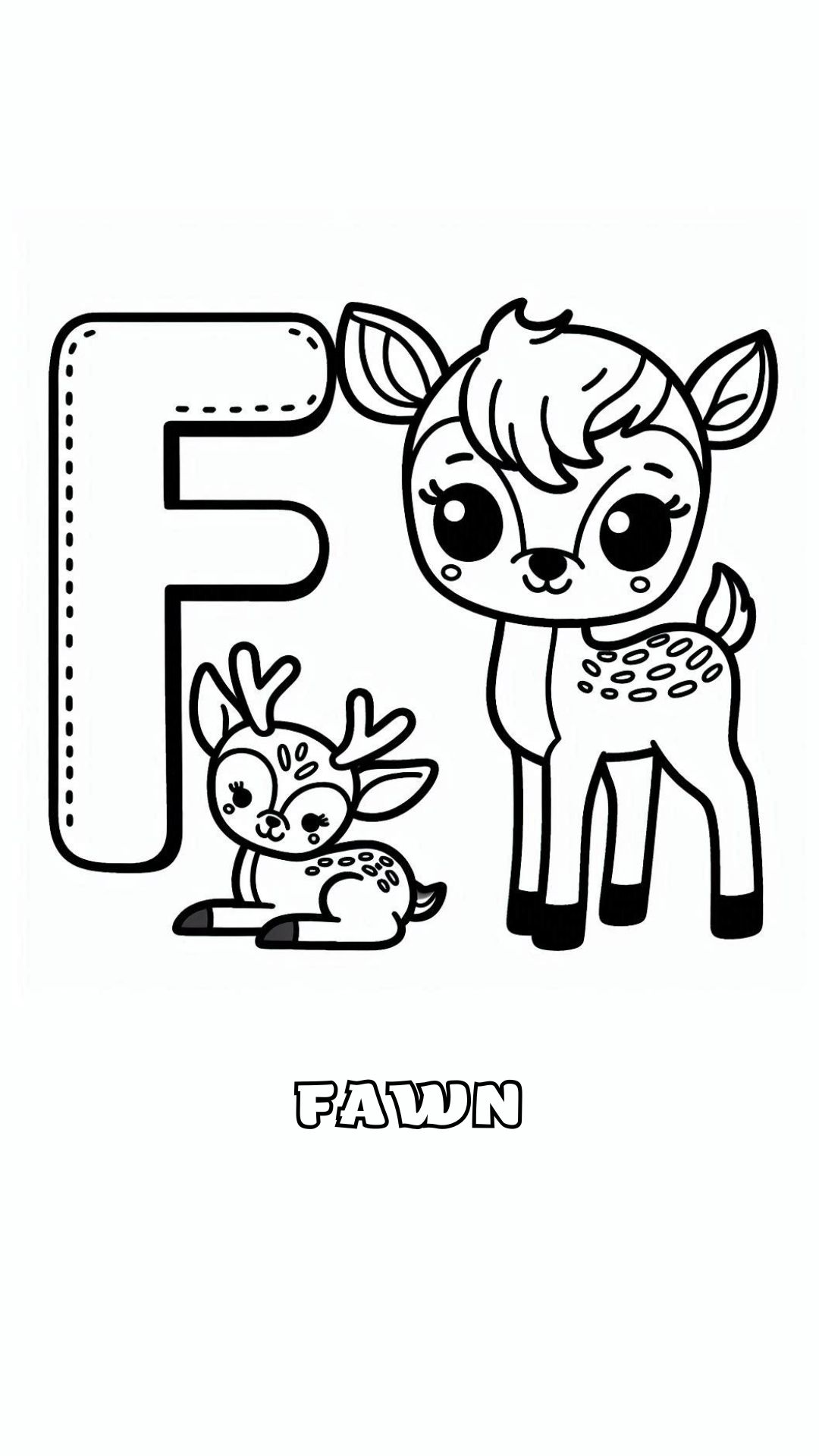 Letter F kleurplaat – Fawn