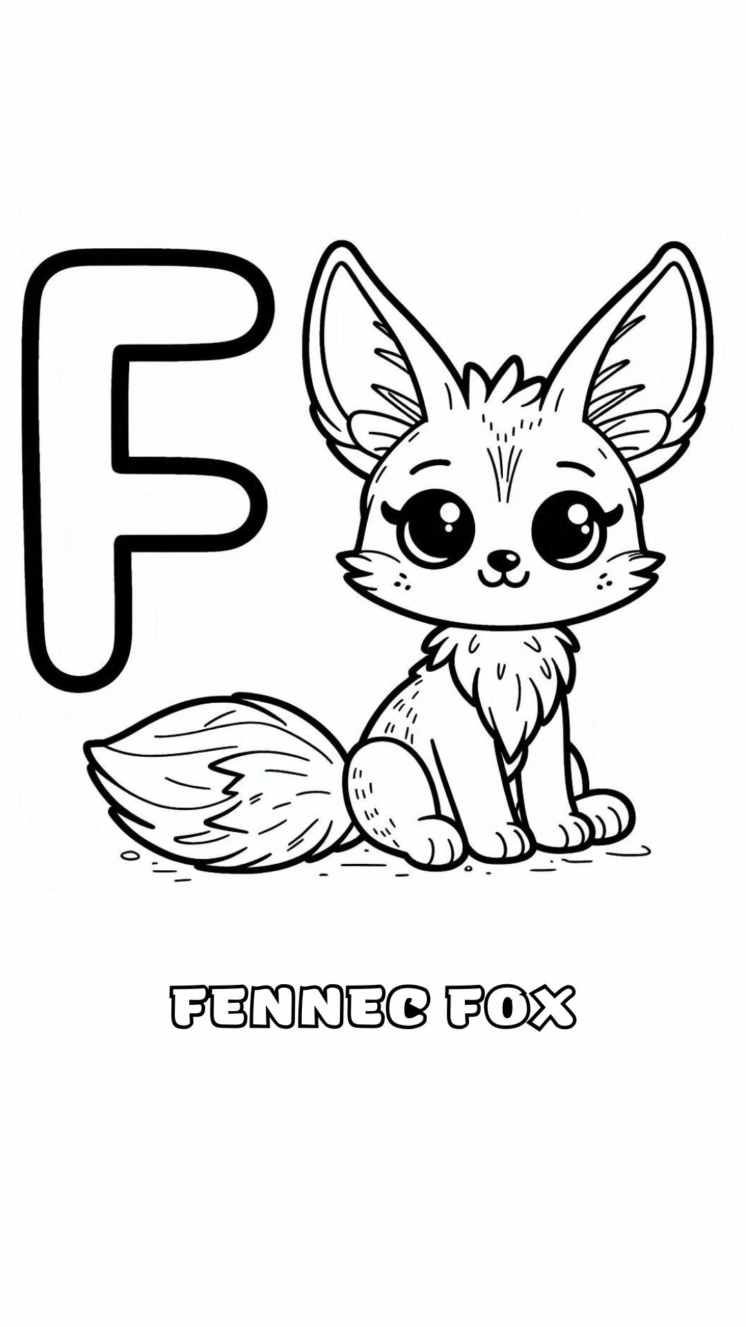 Letter F kleurplaat – Fennec Fox