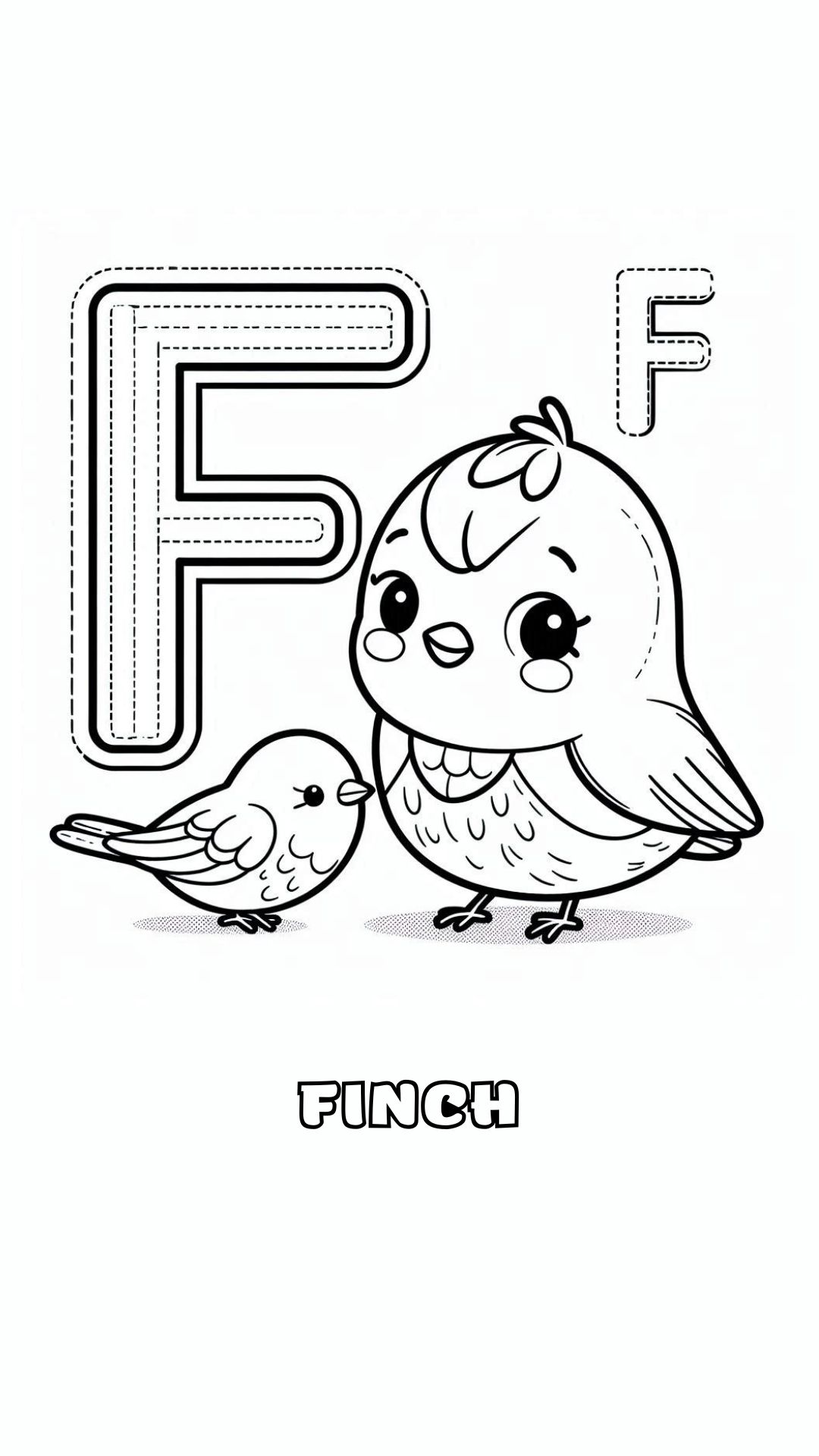 Letter F kleurplaat – Finch