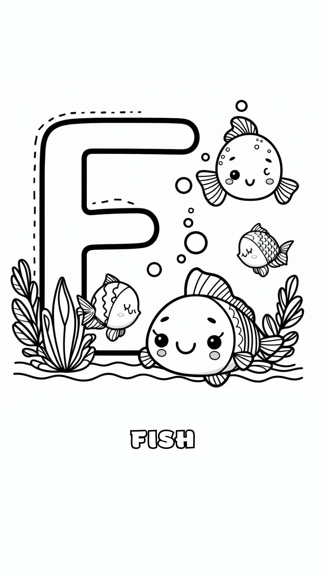 Letter F kleurplaat – Fish