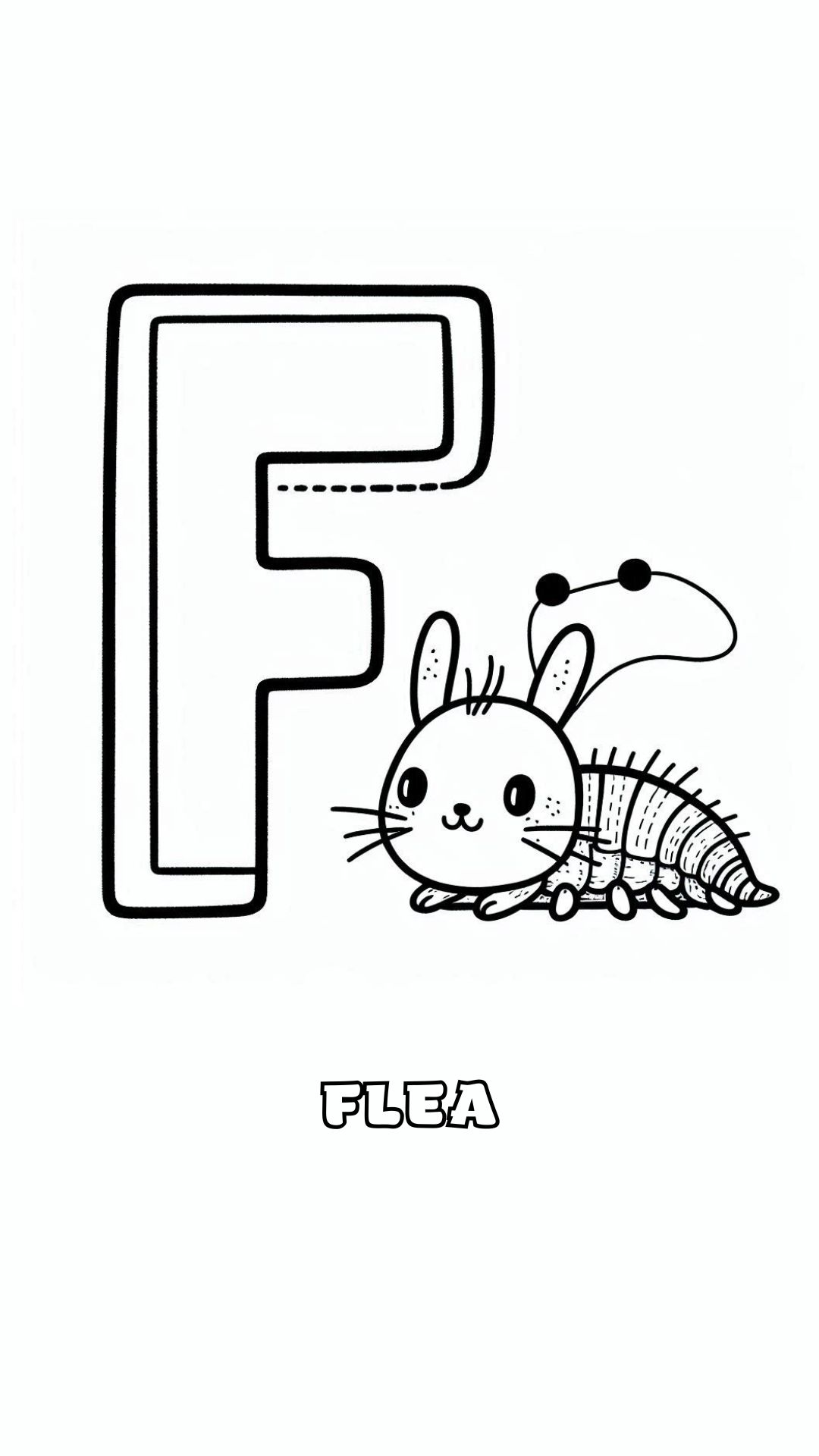 Letter F kleurplaat – Flea