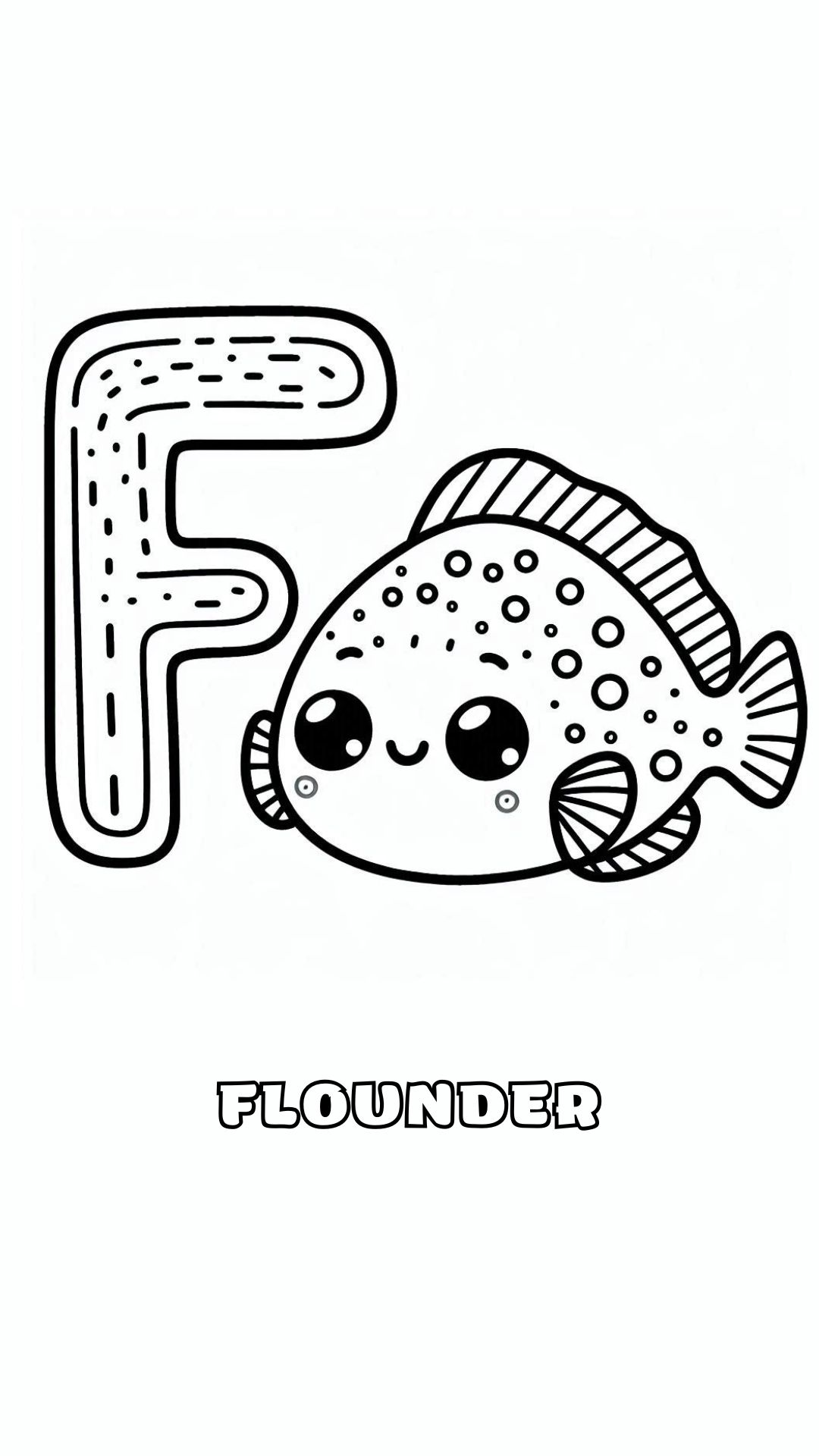 Letter F kleurplaat – Flounder