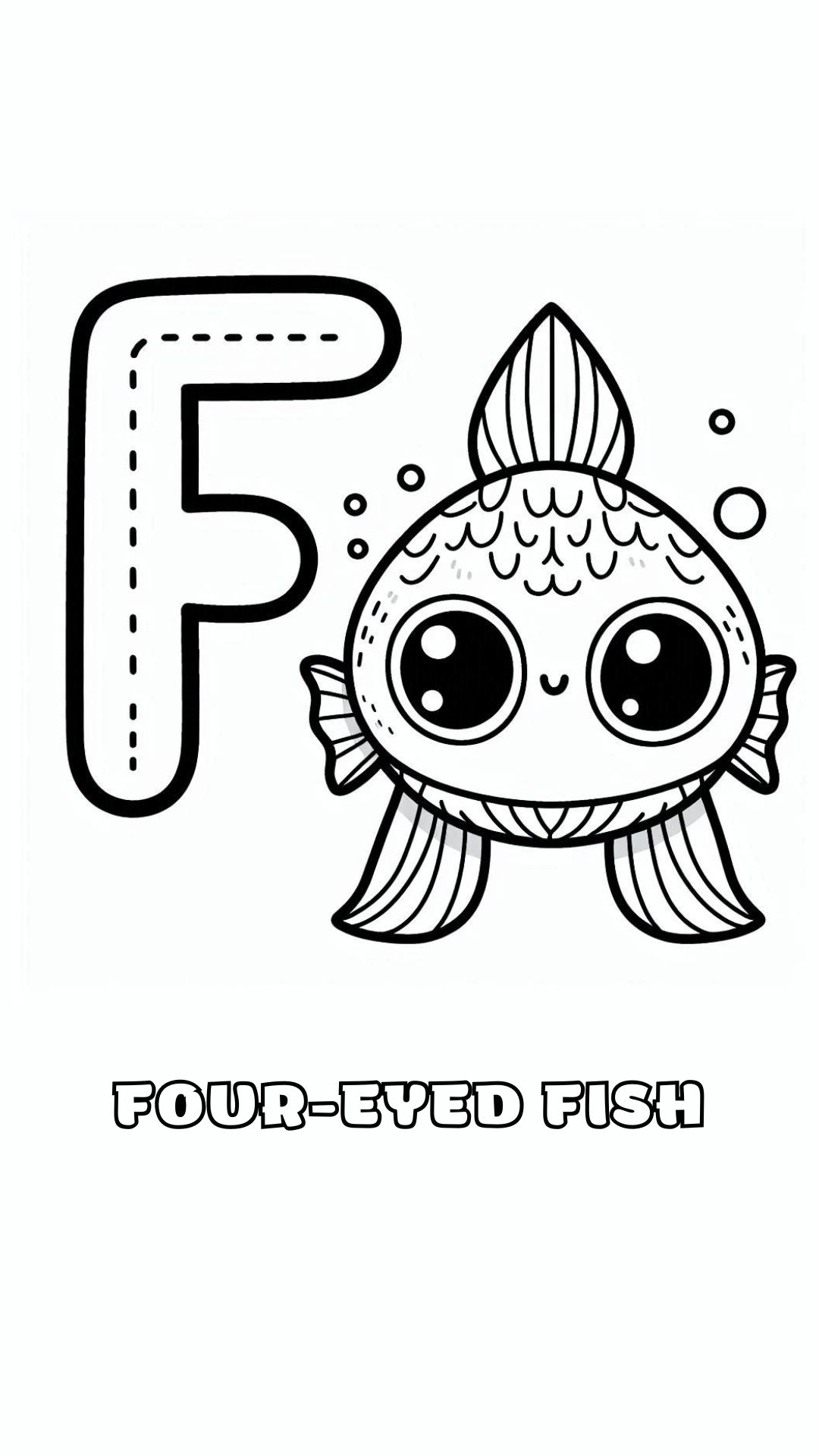 Letter F kleurplaat – Four eyed Fish