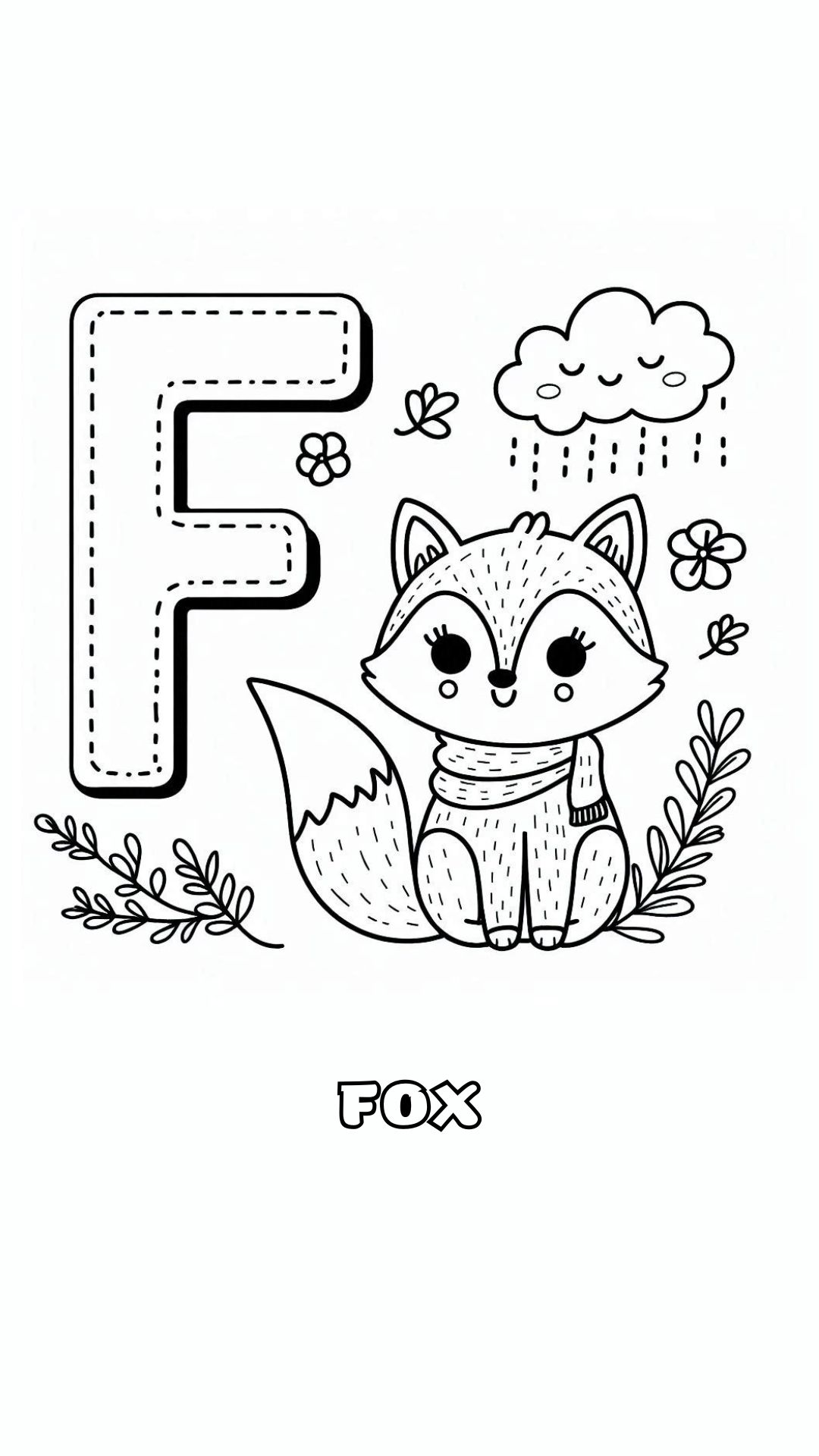 Letter F kleurplaat – Fox