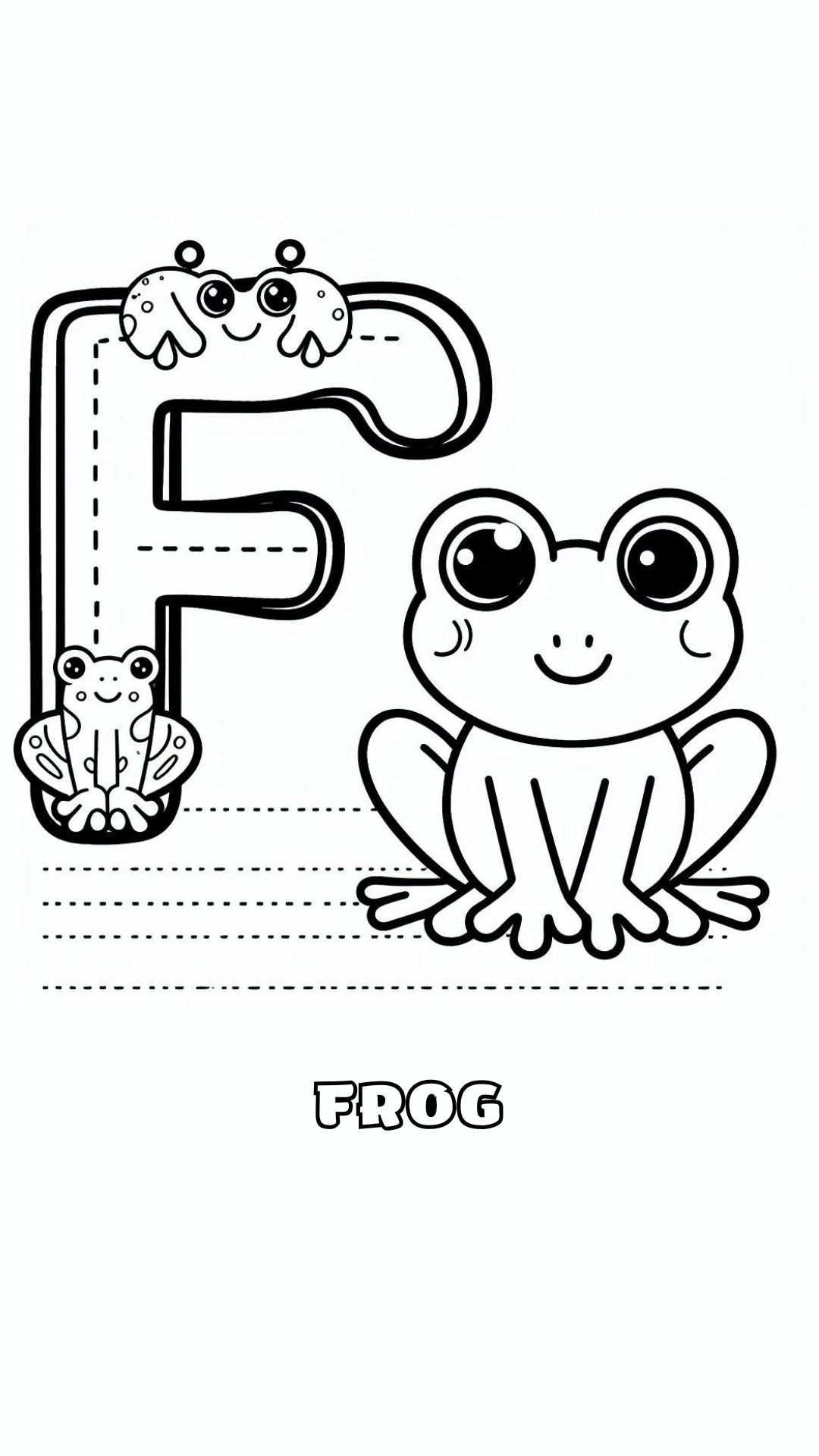 Letter F kleurplaat – Frog