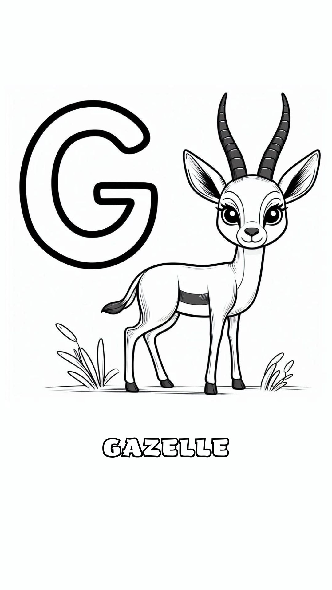 Letter G kleurplaat – Gazelle