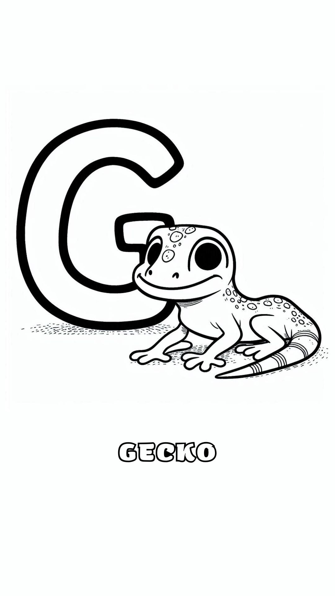 Letter G kleurplaat – Gecko