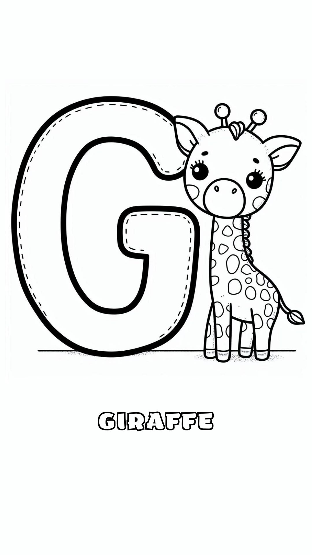 Letter G kleurplaat – Giraffe