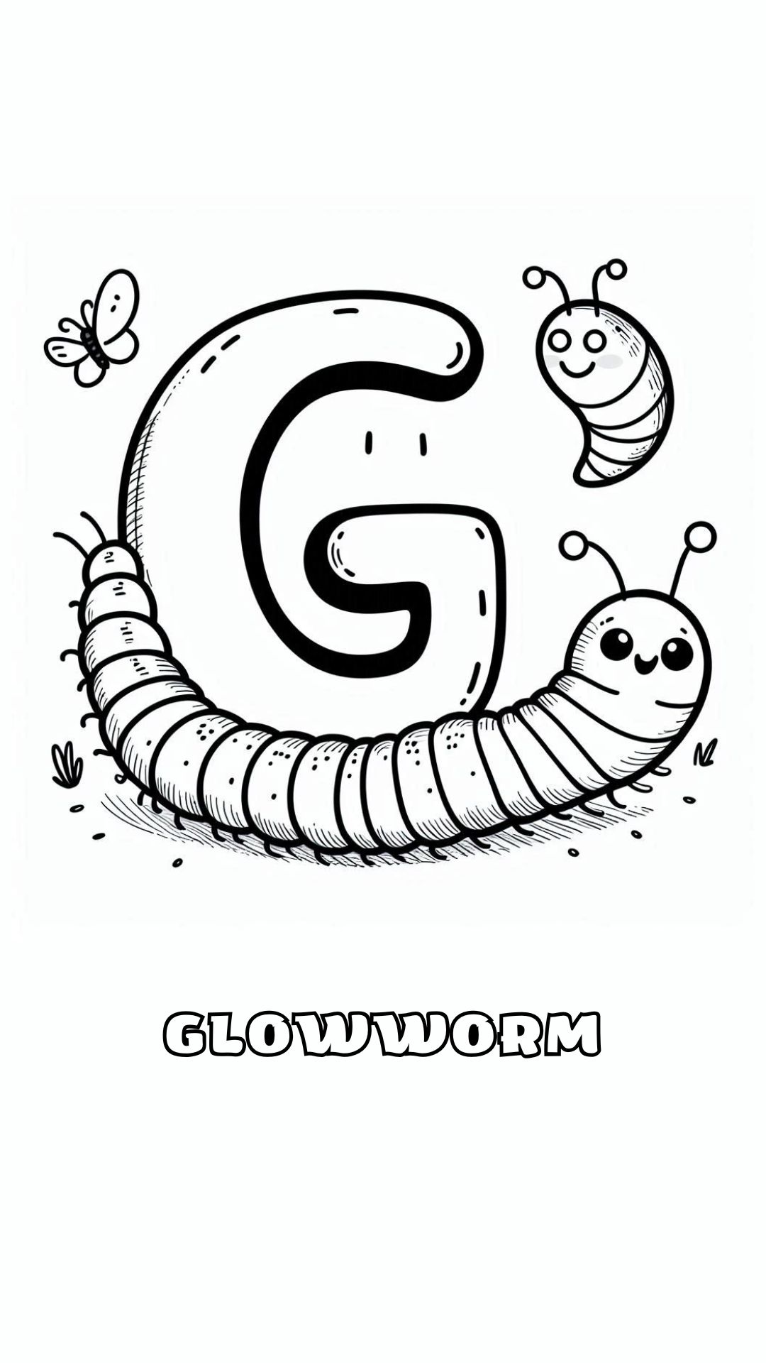 Letter G kleurplaat – Glowworm