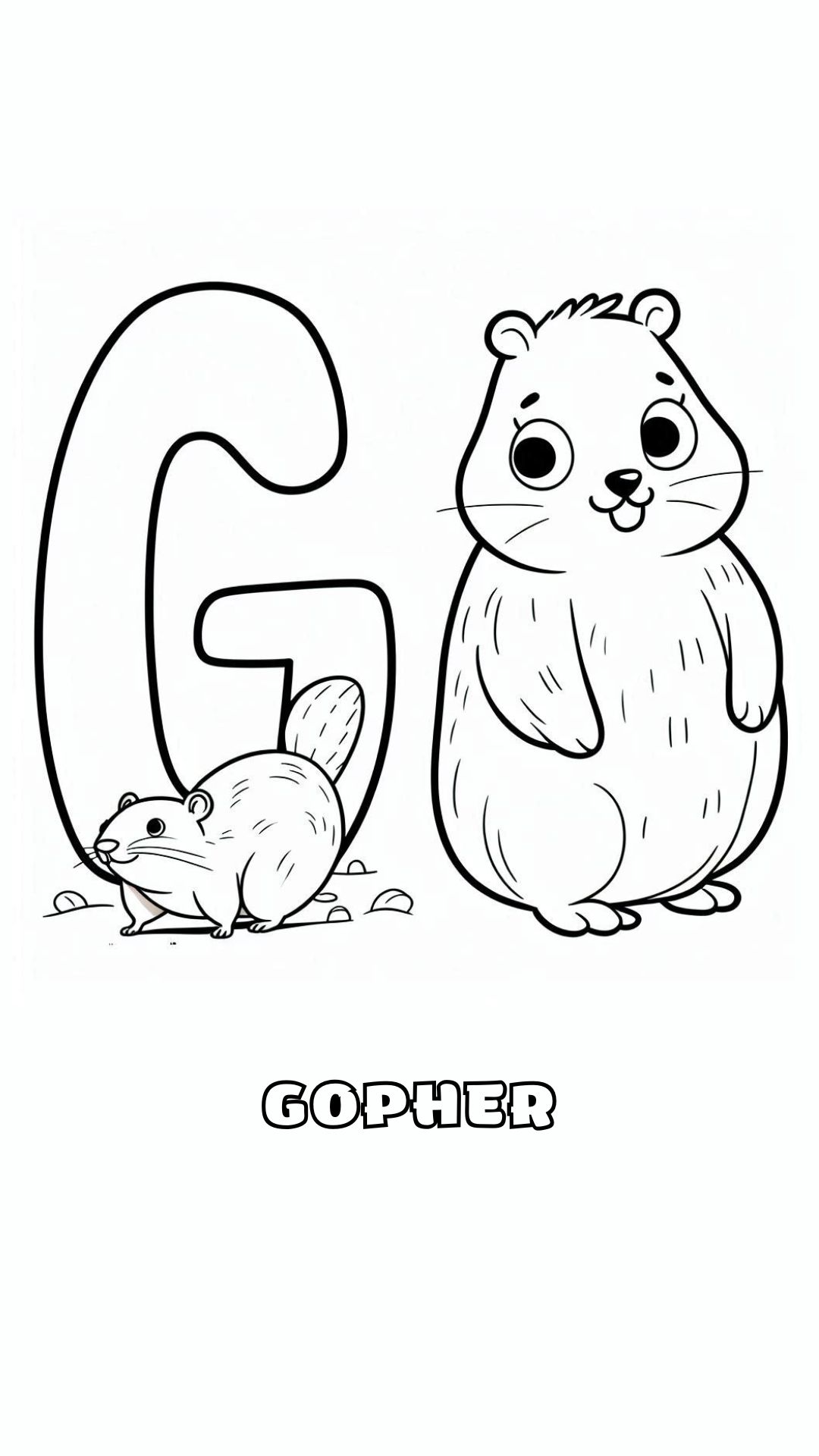 Letter G kleurplaat – Gopher