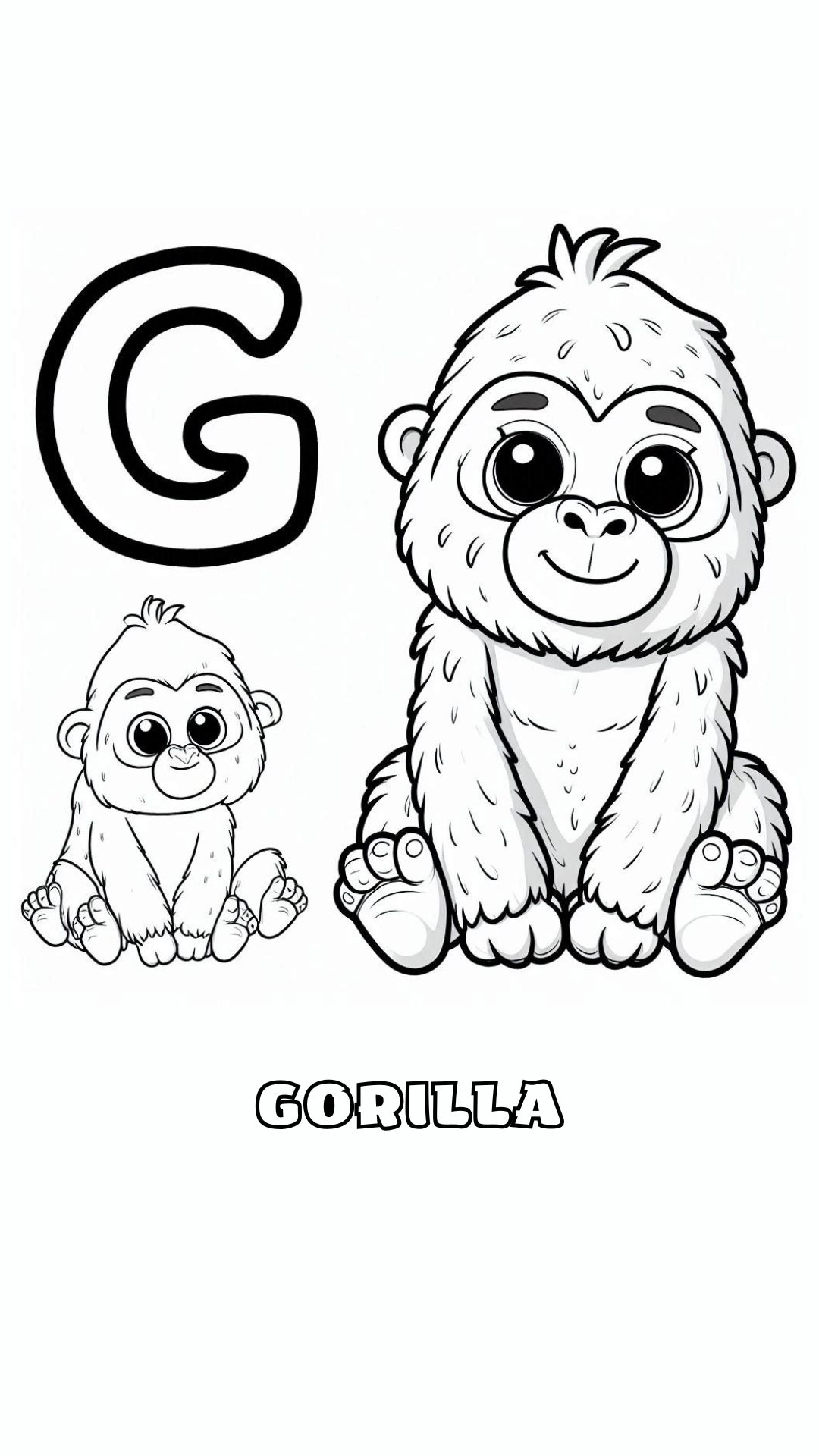 Letter G kleurplaat – Gorilla