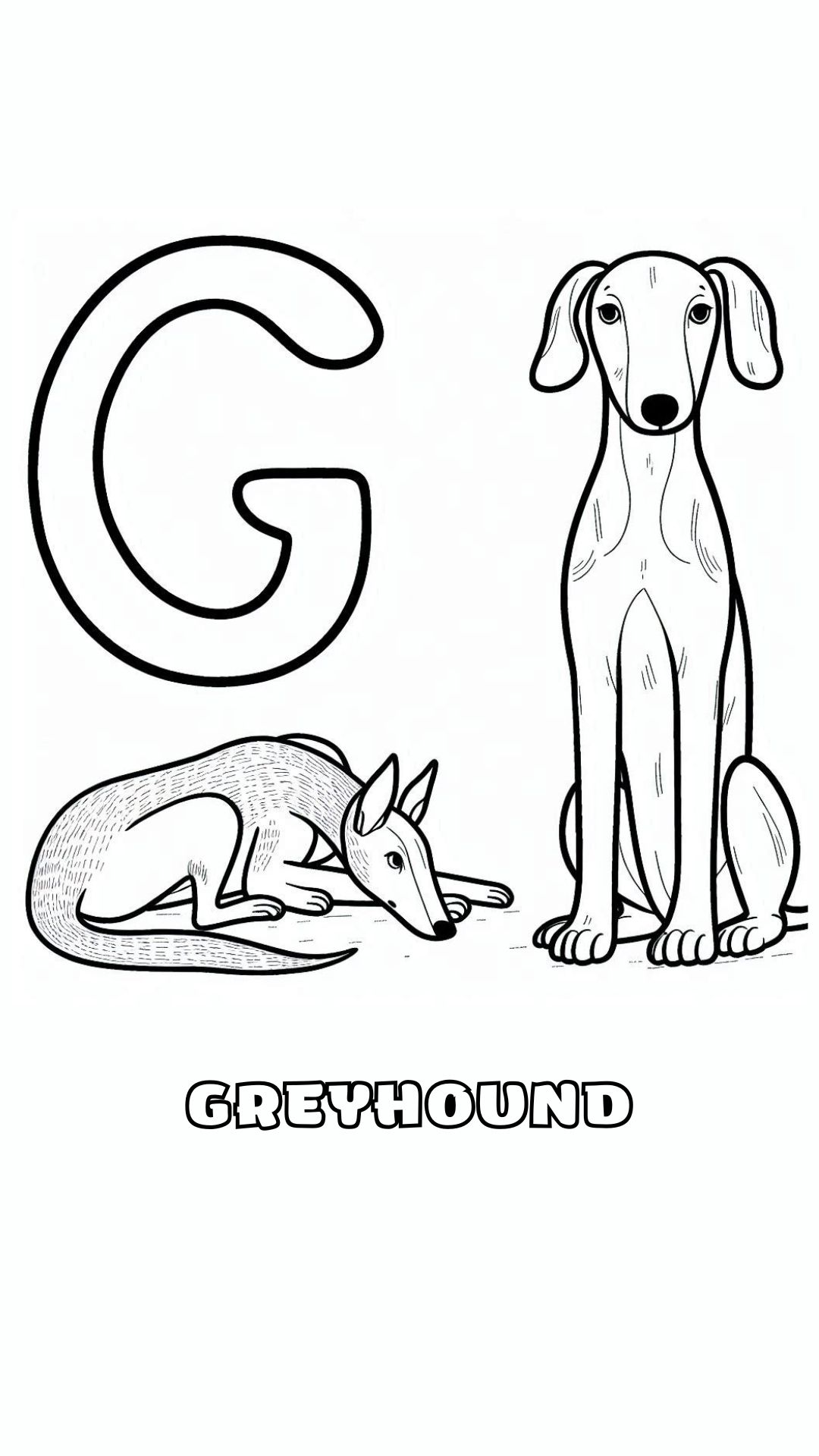 Letter G kleurplaat – Greyhound